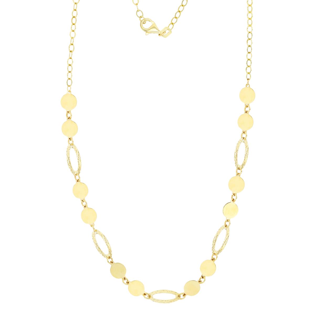 14K Yellow Gold Polished Circles and DC Oval Links 17"+1" Necklace