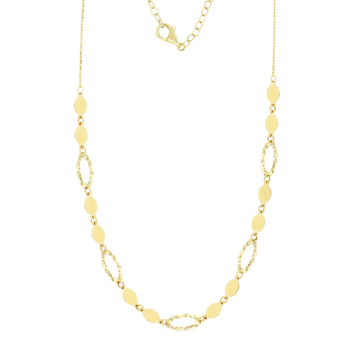 14K Yellow Gold Polished & DC Oval 17"+1" Necklace