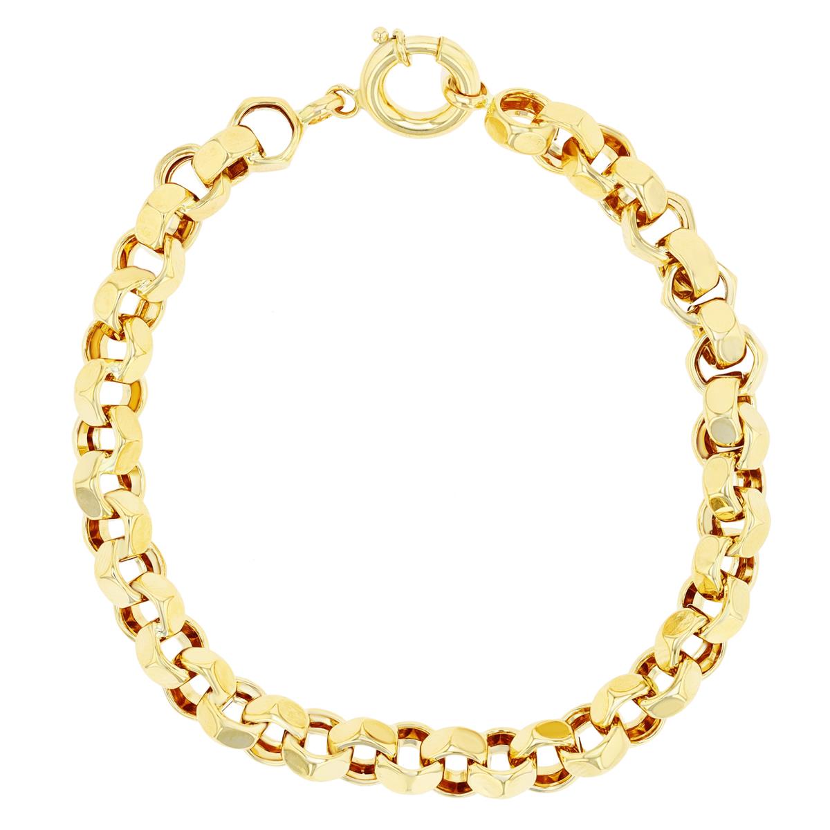 14K Yellow Gold Hexagon Links 7.25" Chain Bracelet