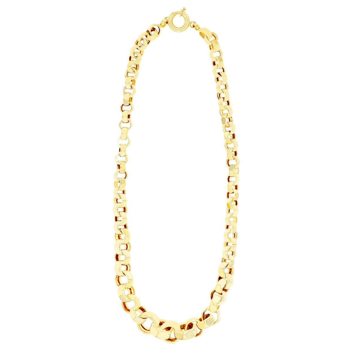 14K Yellow Gold Hexagon Link Graduated 17" Chain Necklace