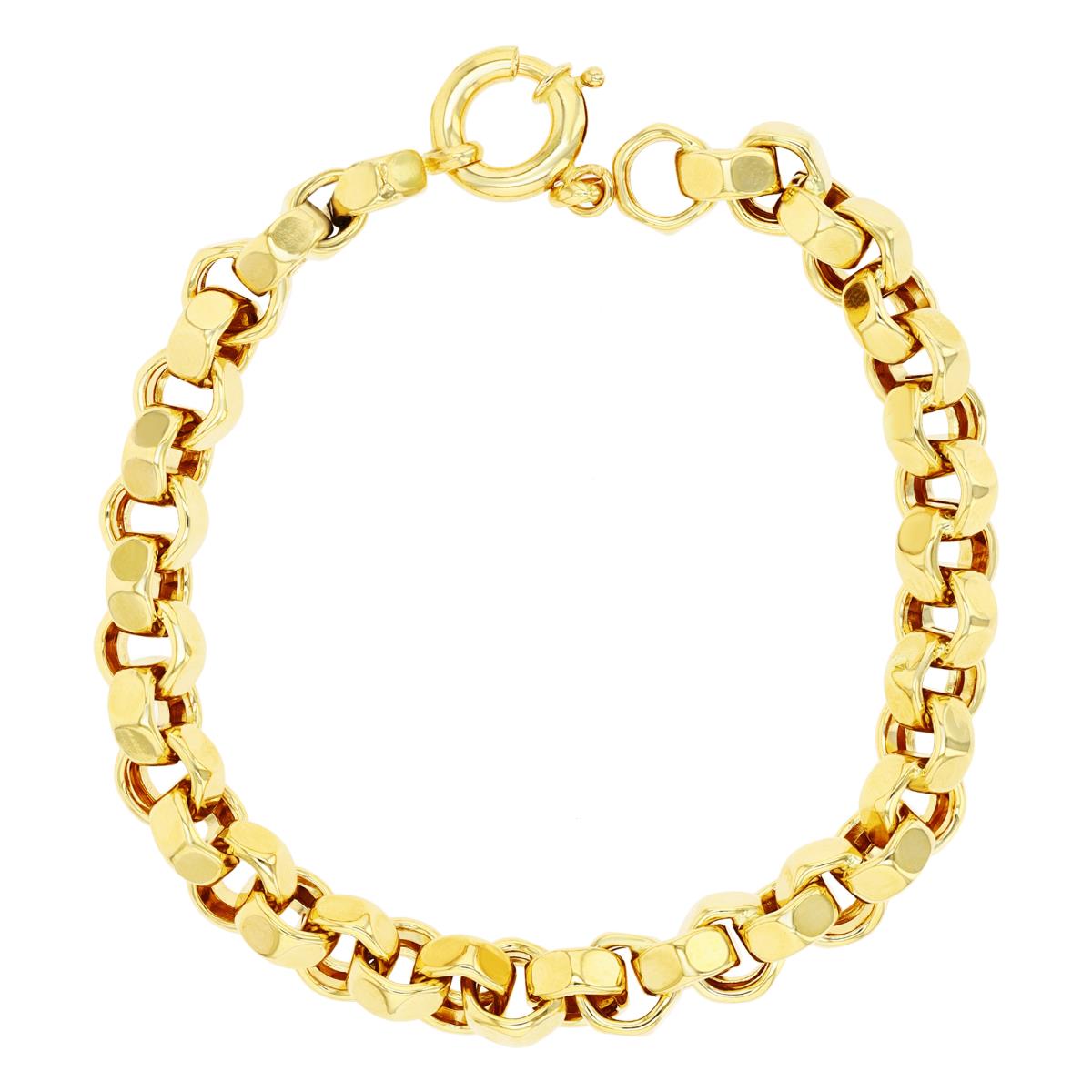 14K Yellow Gold Hexagon Link 7.25" Chain Bracelet