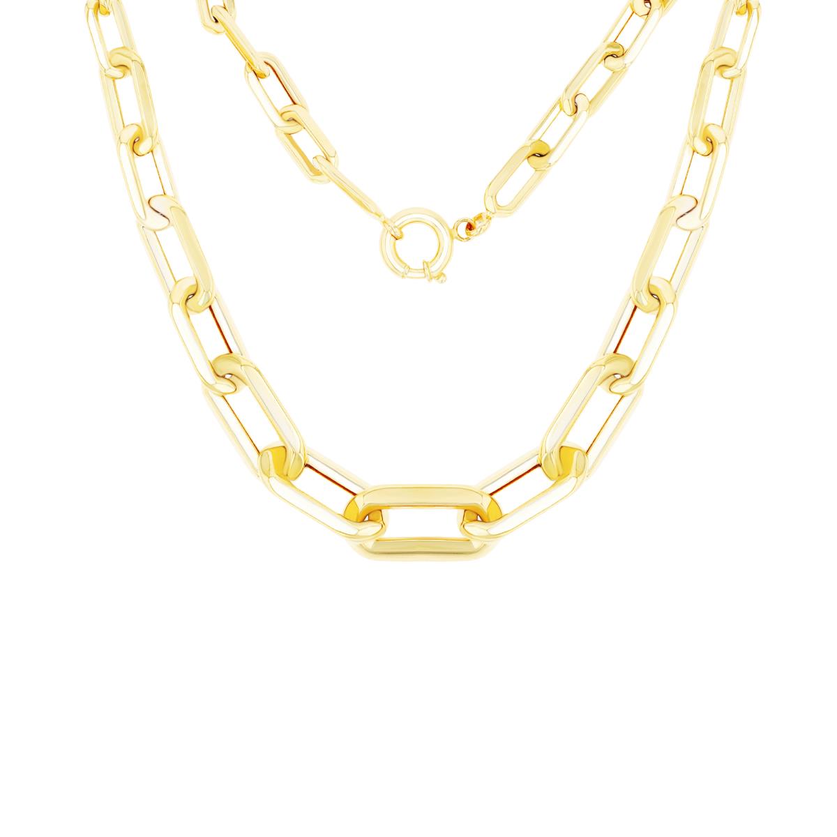 14K Yellow Gold 7mm-13mm Graduated Paperclip 17" Chain Necklace
