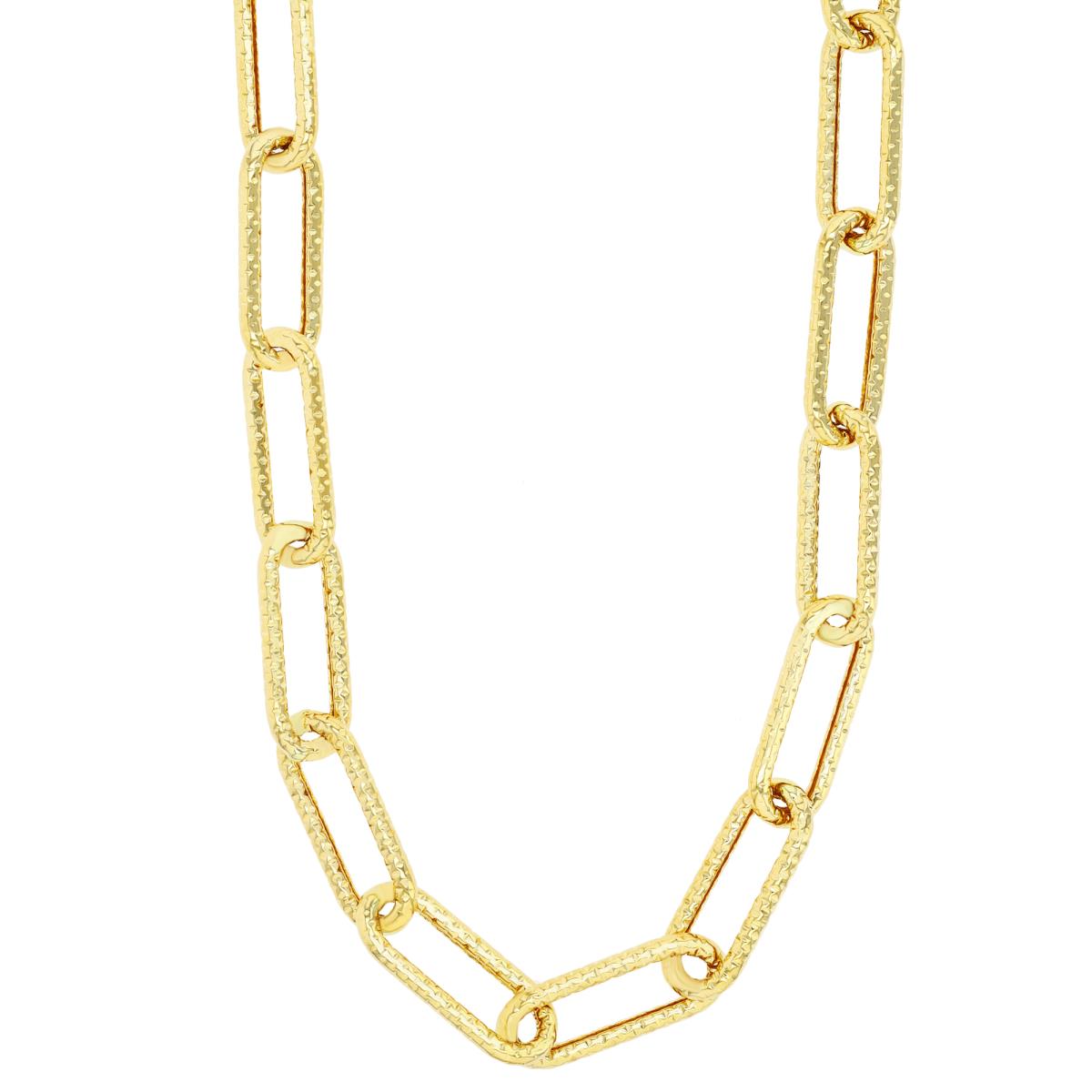 14K Yellow Gold Textured Paperclip 17" Chain Necklace