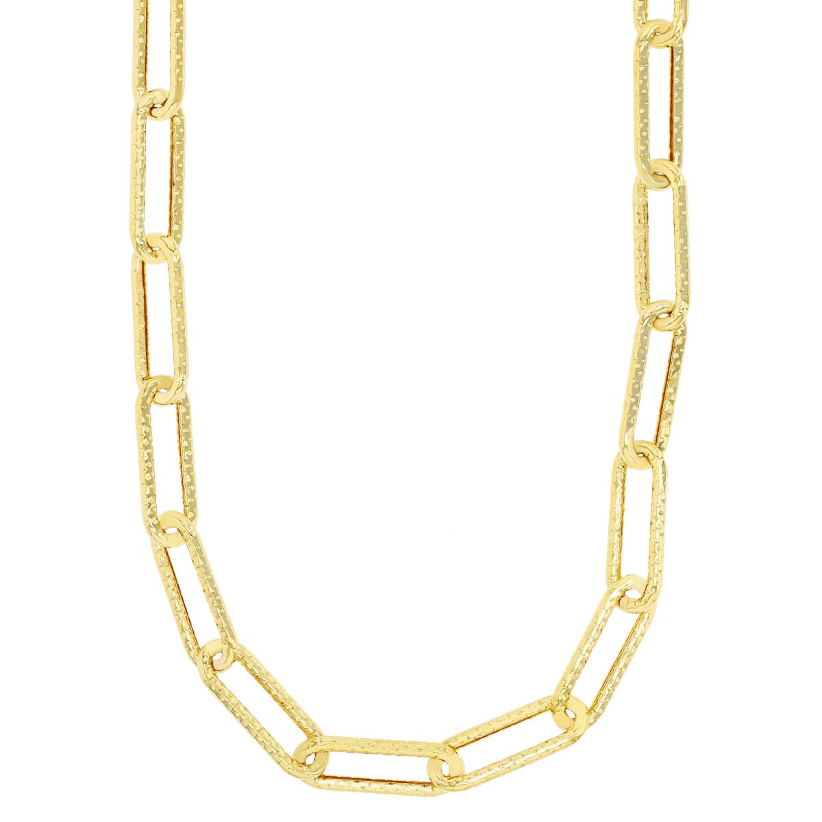 14K Yellow Gold Textured Paperclip 17" Chain Necklace