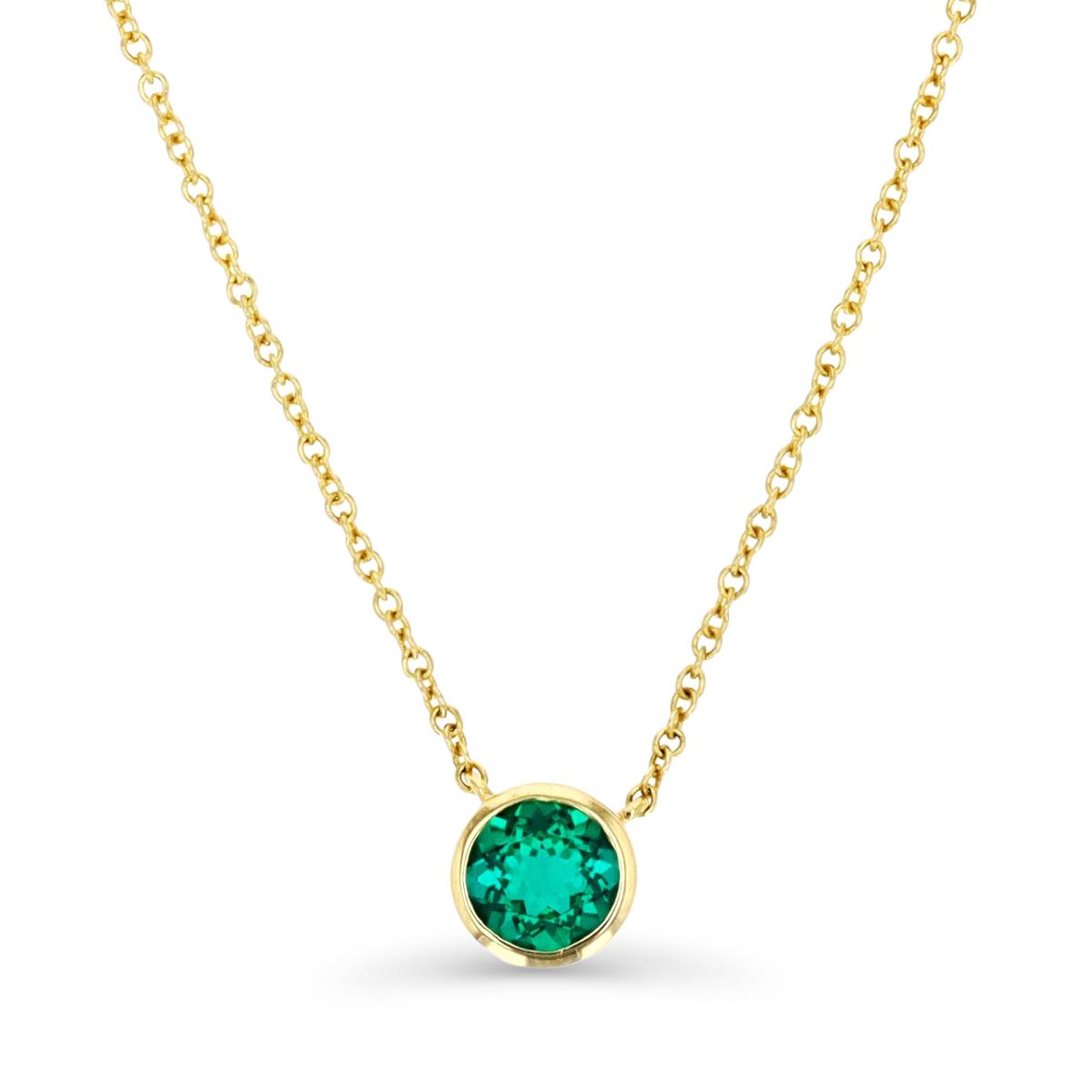 14K Yellow Gold 5mm Rd Cr Emerald Bezel 18" Necklace