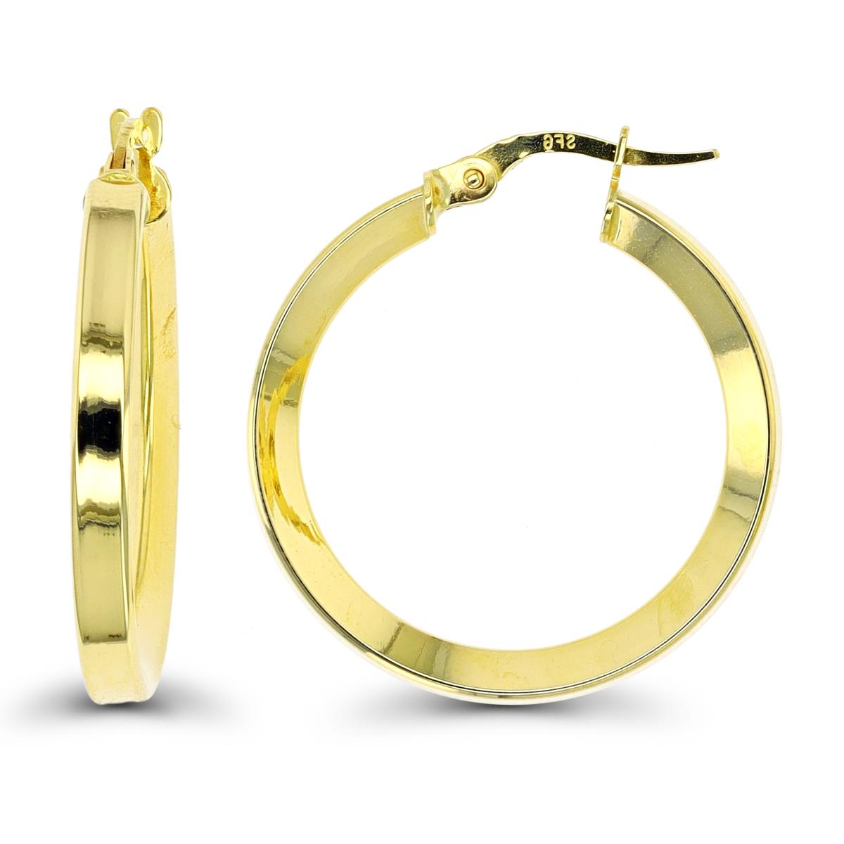 14K Yellow Gold 35x3mm Polished Angled Hoop Earring