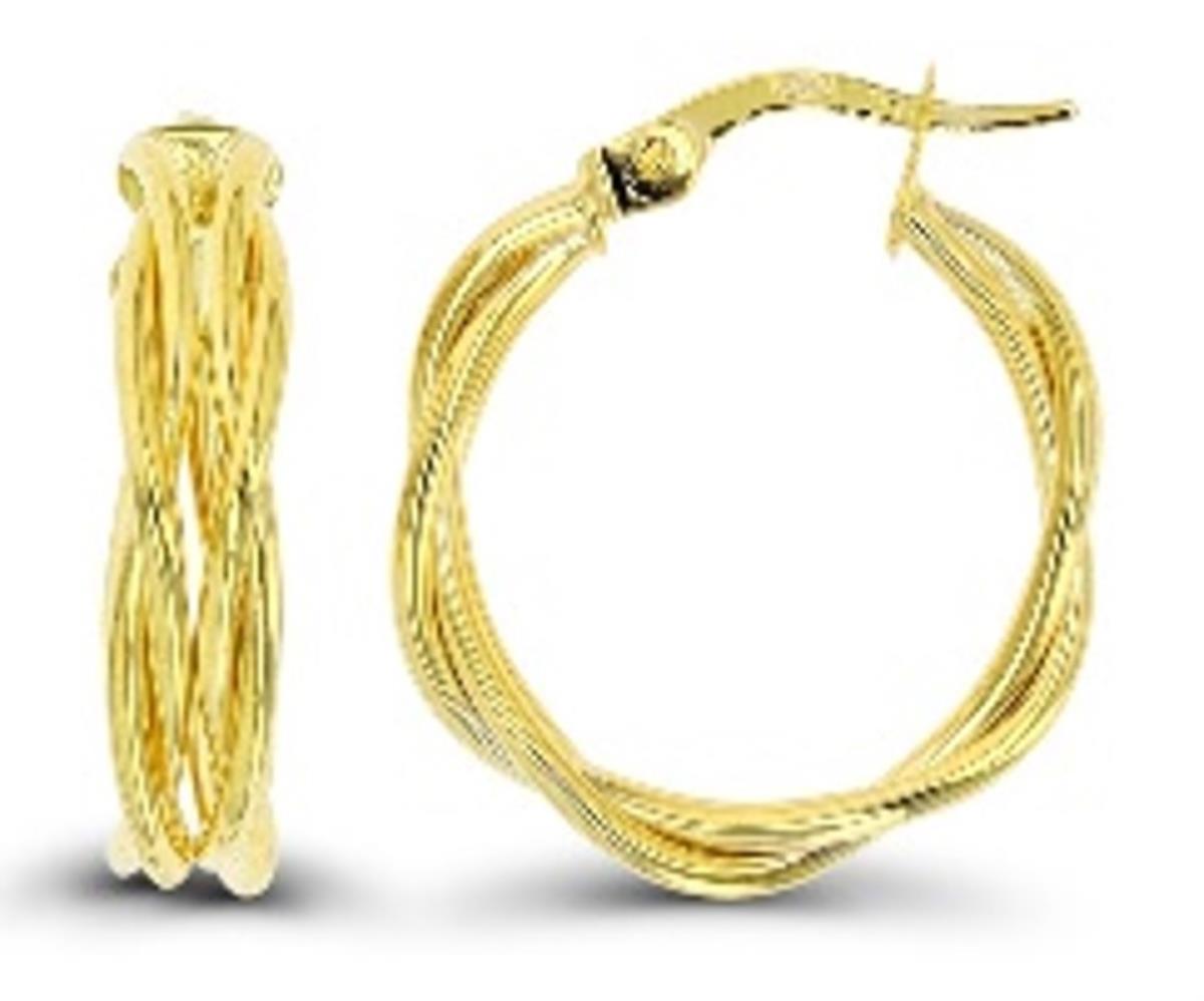 14K Yellow Gold 20x5mm Braided Hoop Earring