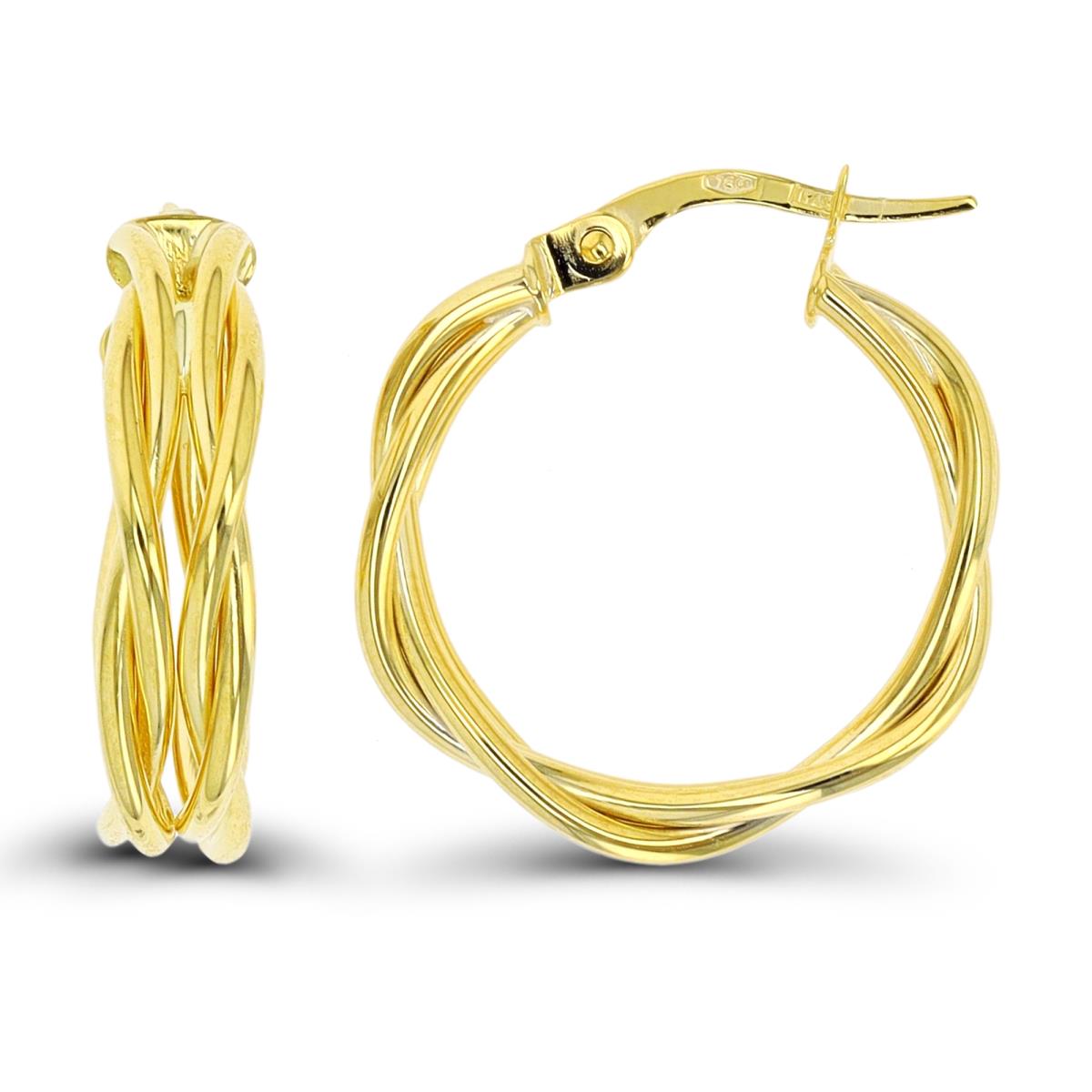 14K Yellow Gold 25x5mm Braided Hoop Earring
