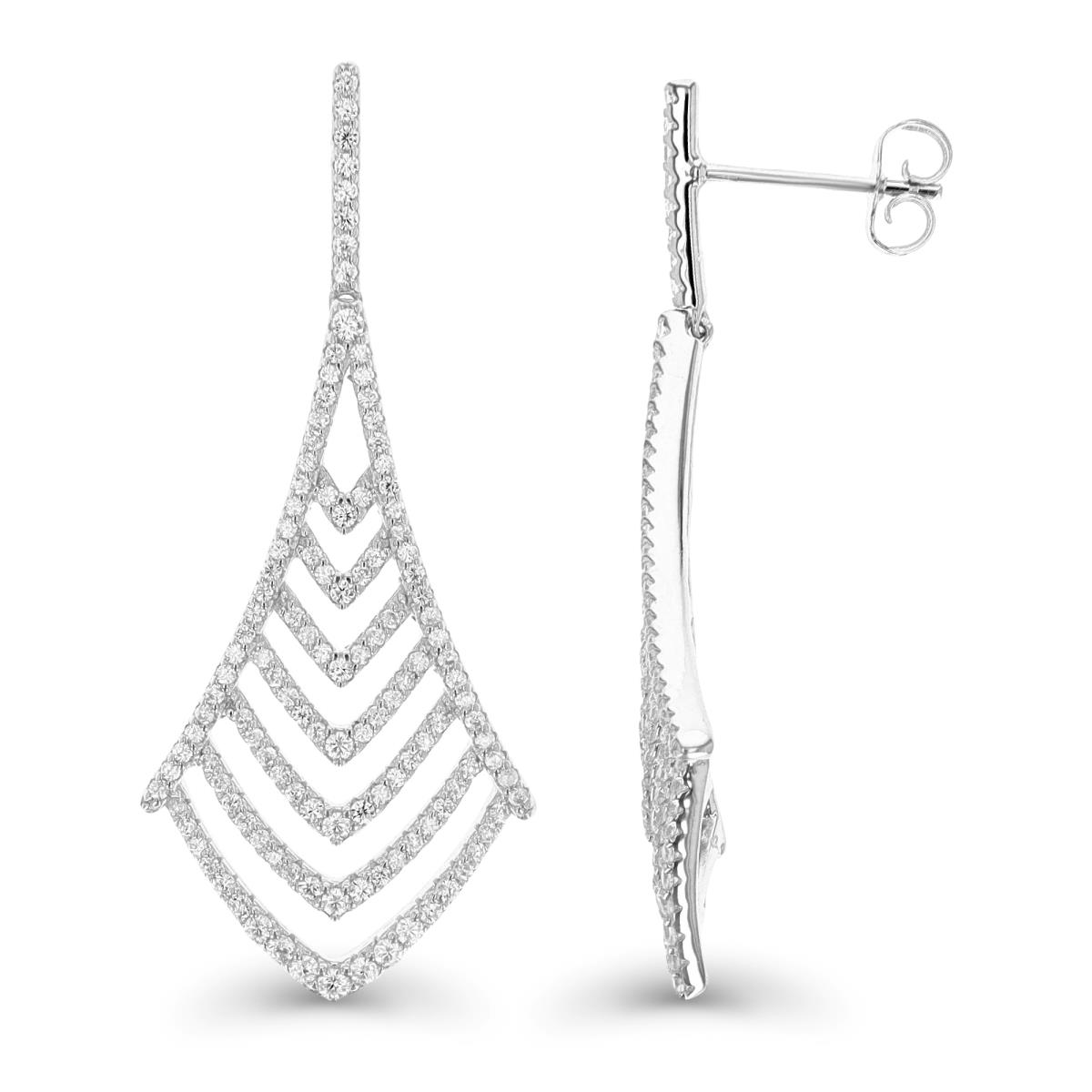 Sterling Silver Rhodium 33X18.4MM Dangling Earring