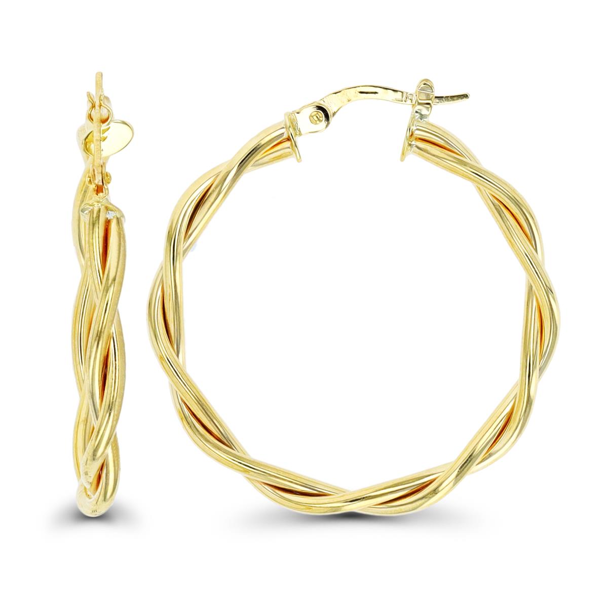14K Yellow Gold Twisted Hoop Earring