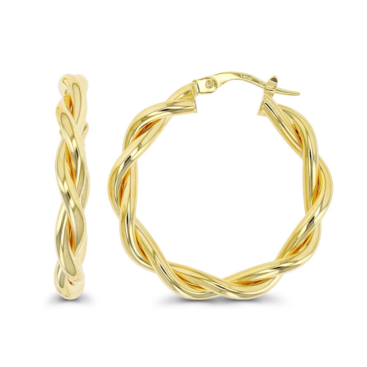 14K Yellow Gold 4mm Polished Twisted Hoop Earring