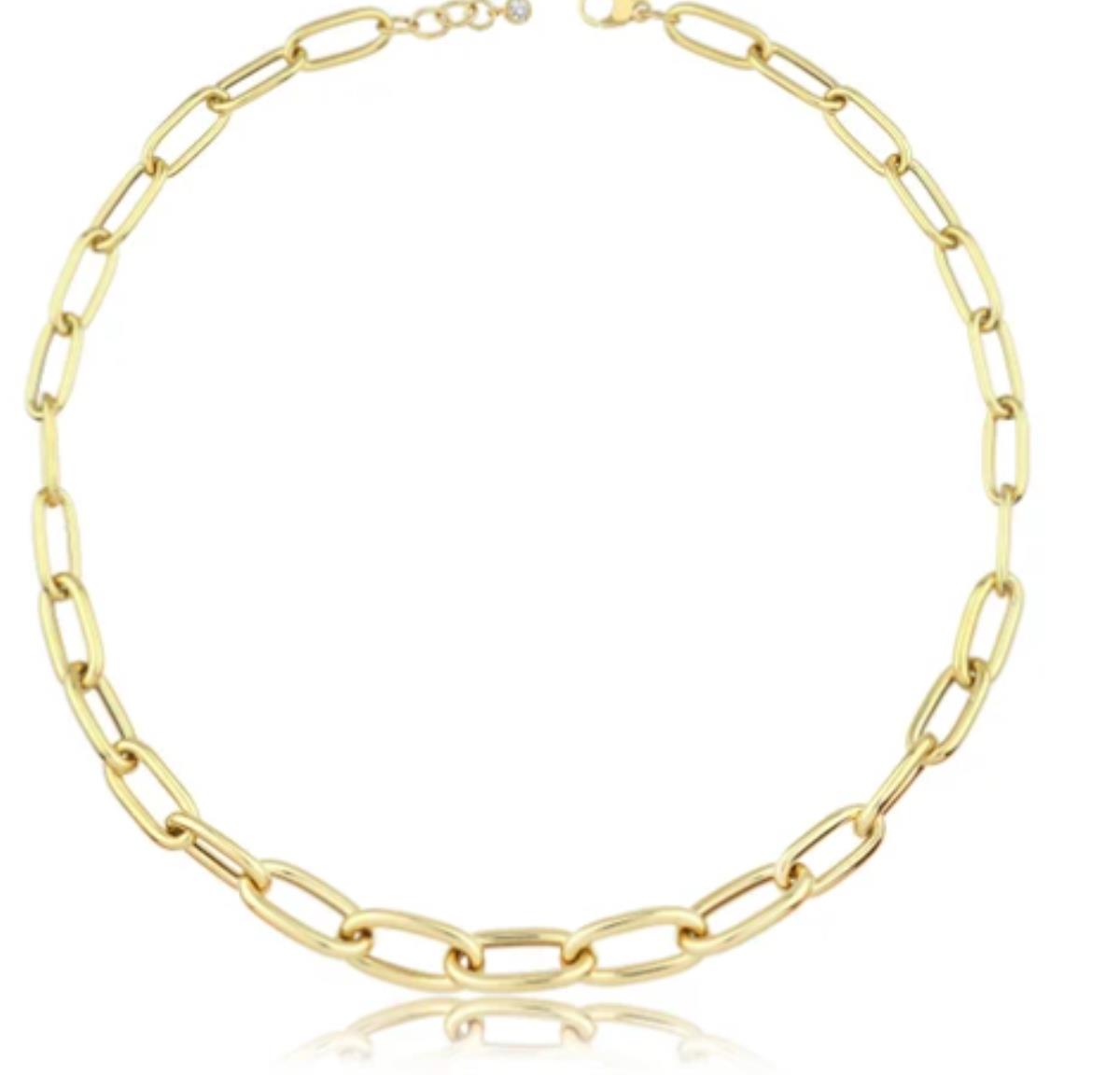 14K Yellow Gold Graduated Paperclip 7.25" Chain Bracelet