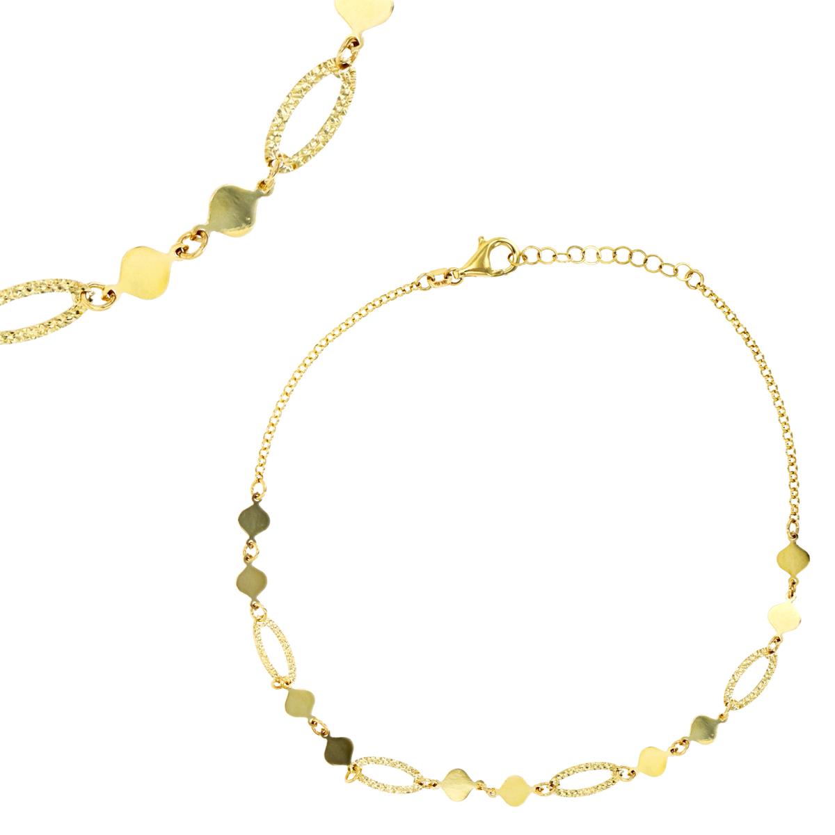 14K Yellow Gold Circle & DC Oval 10"+1" Anklet
