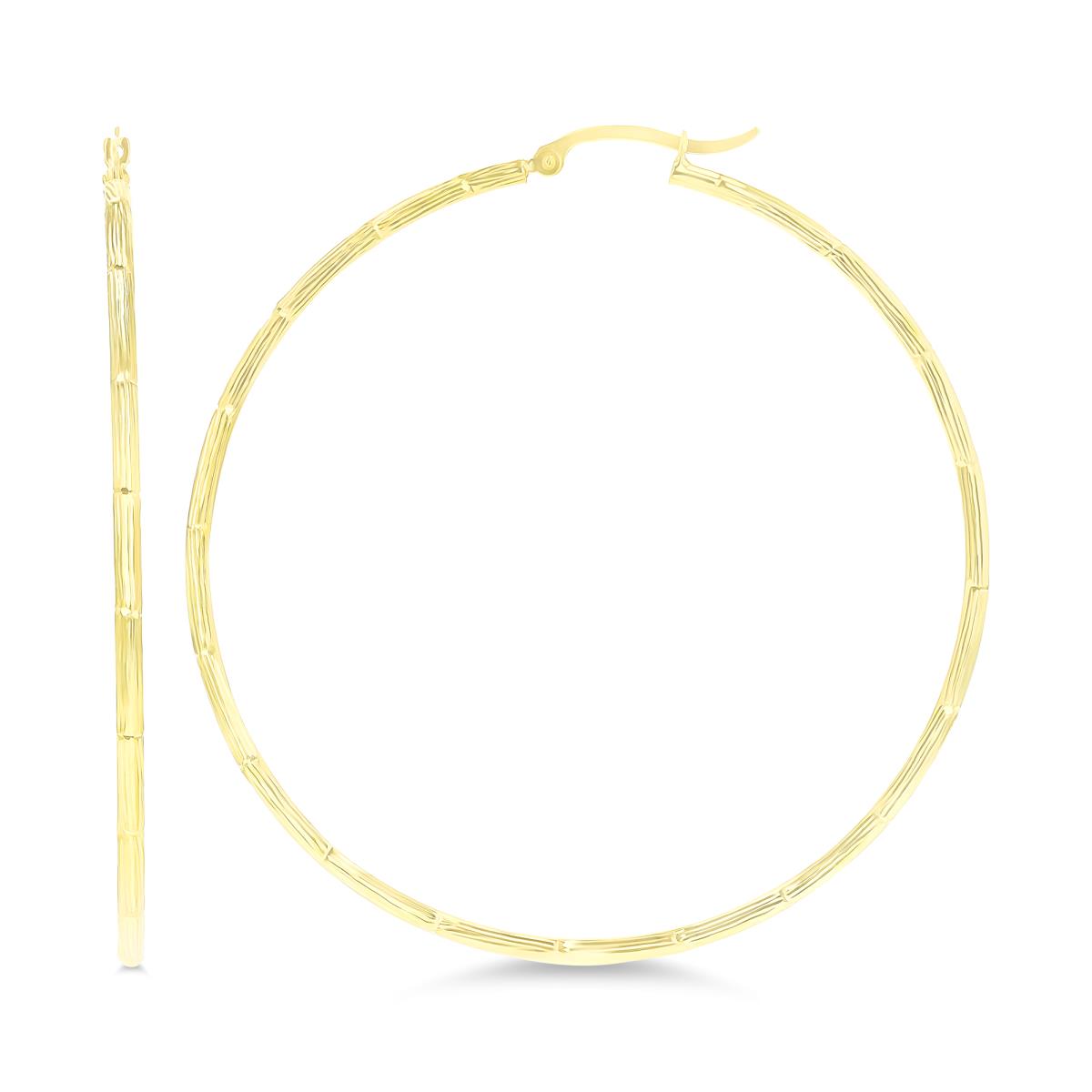 10K Yellow Gold 70x2mm (2.50") Textured Hoop Earring