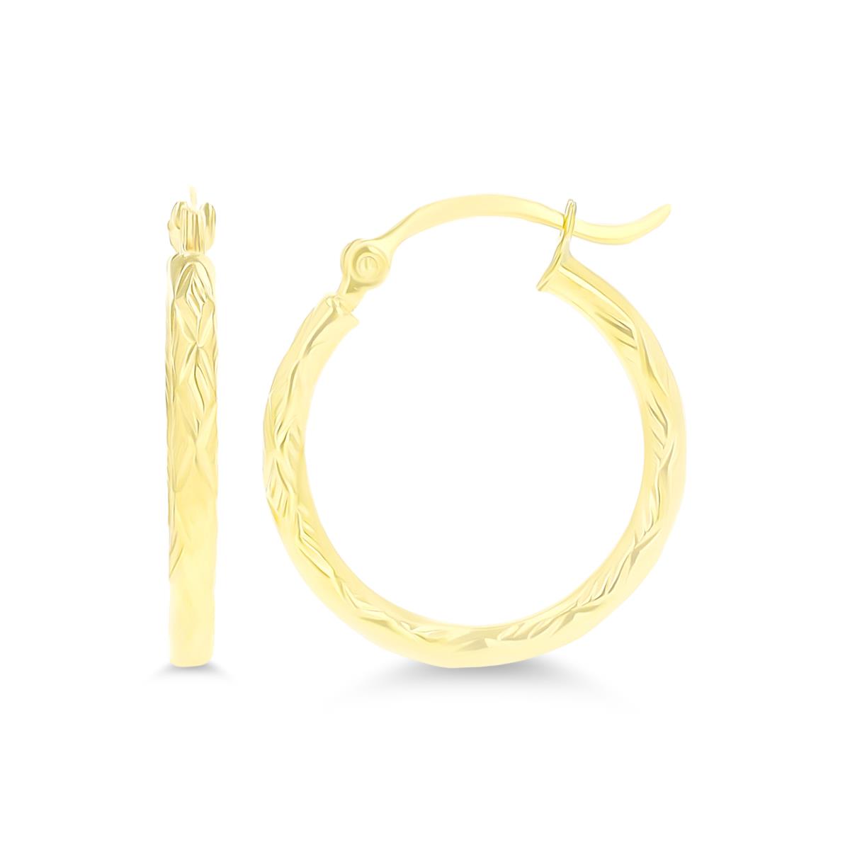 14K Yellow Gold 20x2mm (0.75") DiamondCut Hoop Earring