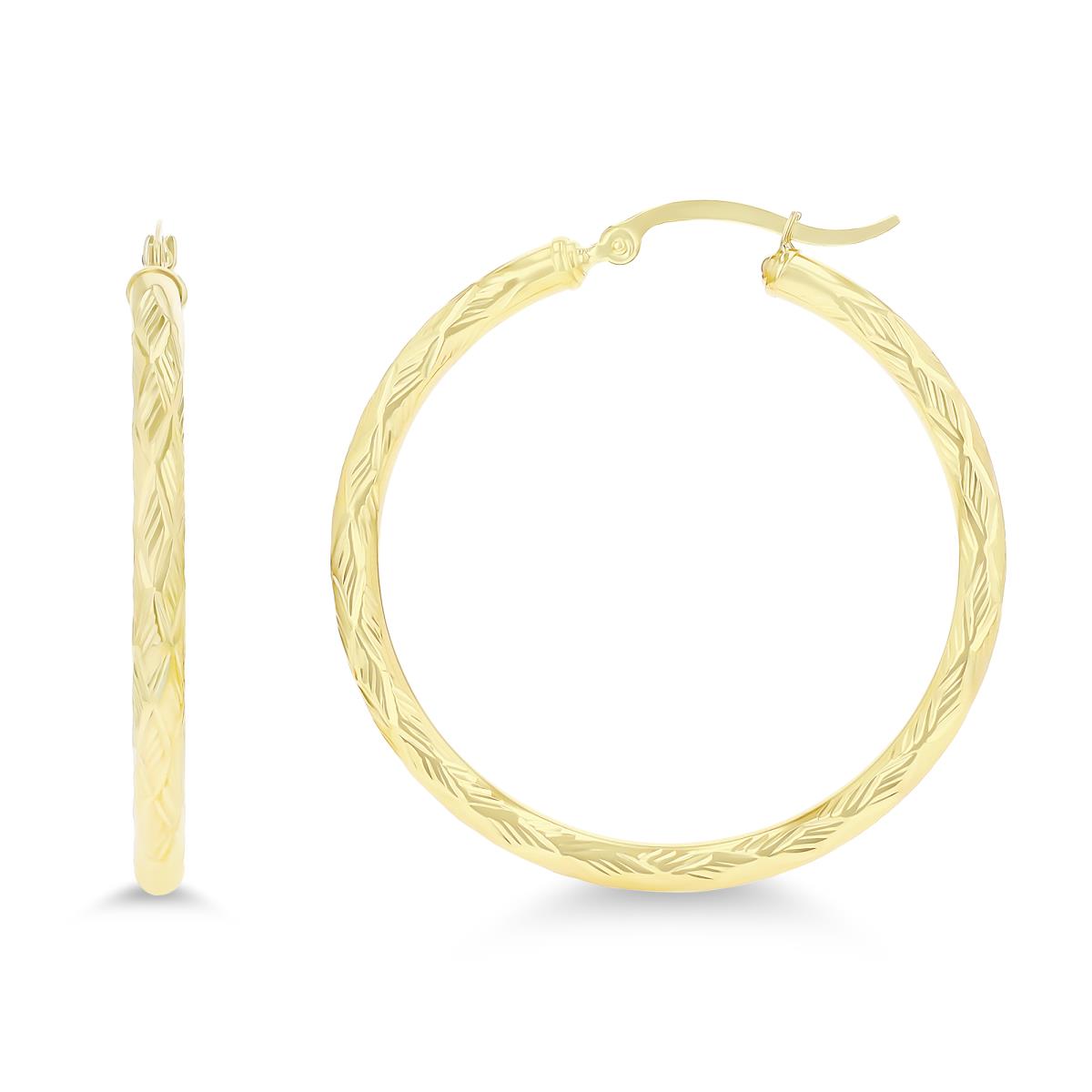 14K Yellow Gold 40x3mm (1.50") DiamondCut Hoop Earring