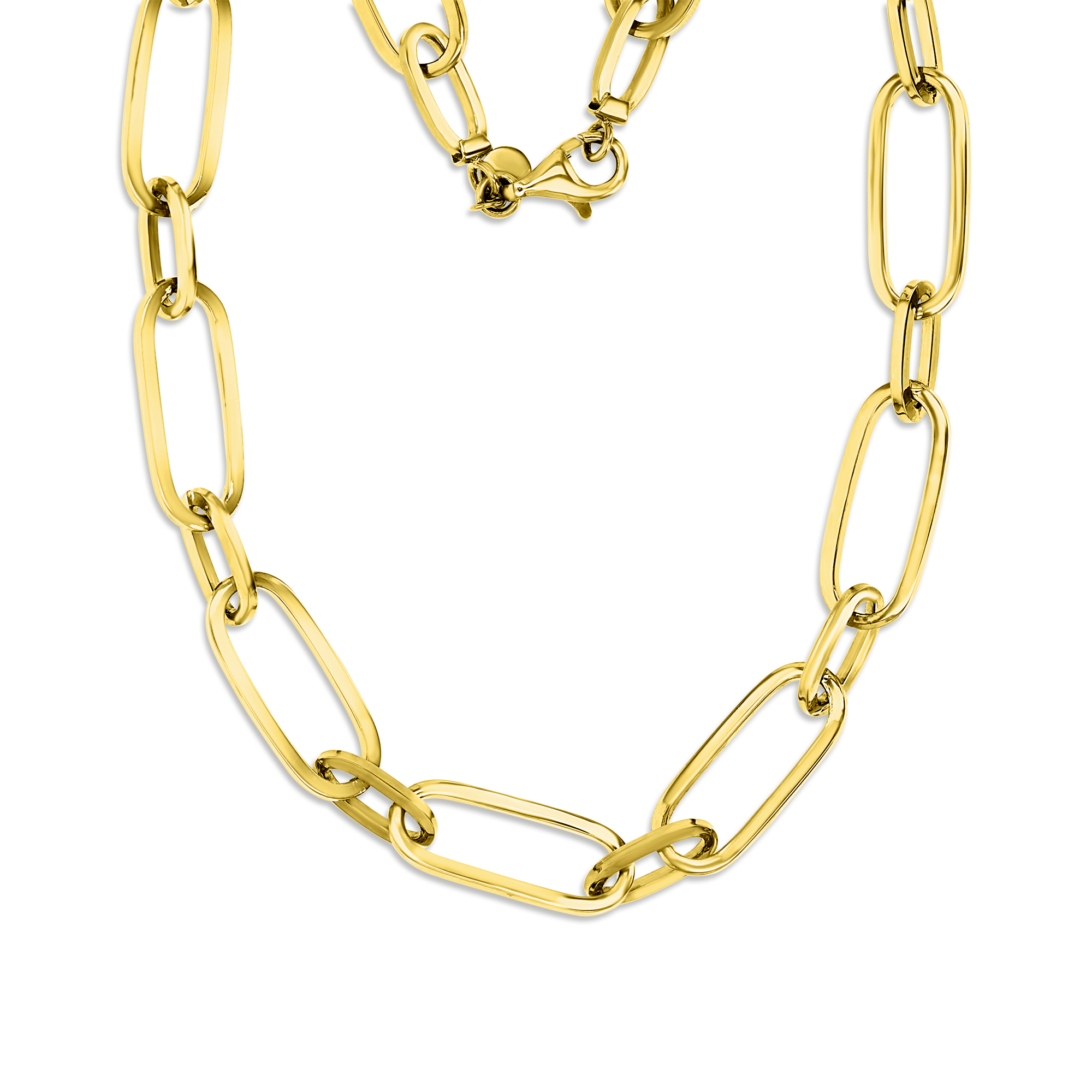 14K Yellow Gold Paper Clip 18" Chain