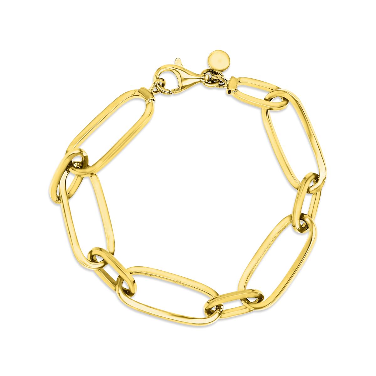 14K Yellow Gold Paper Clip 7.25" Chain Bracelet