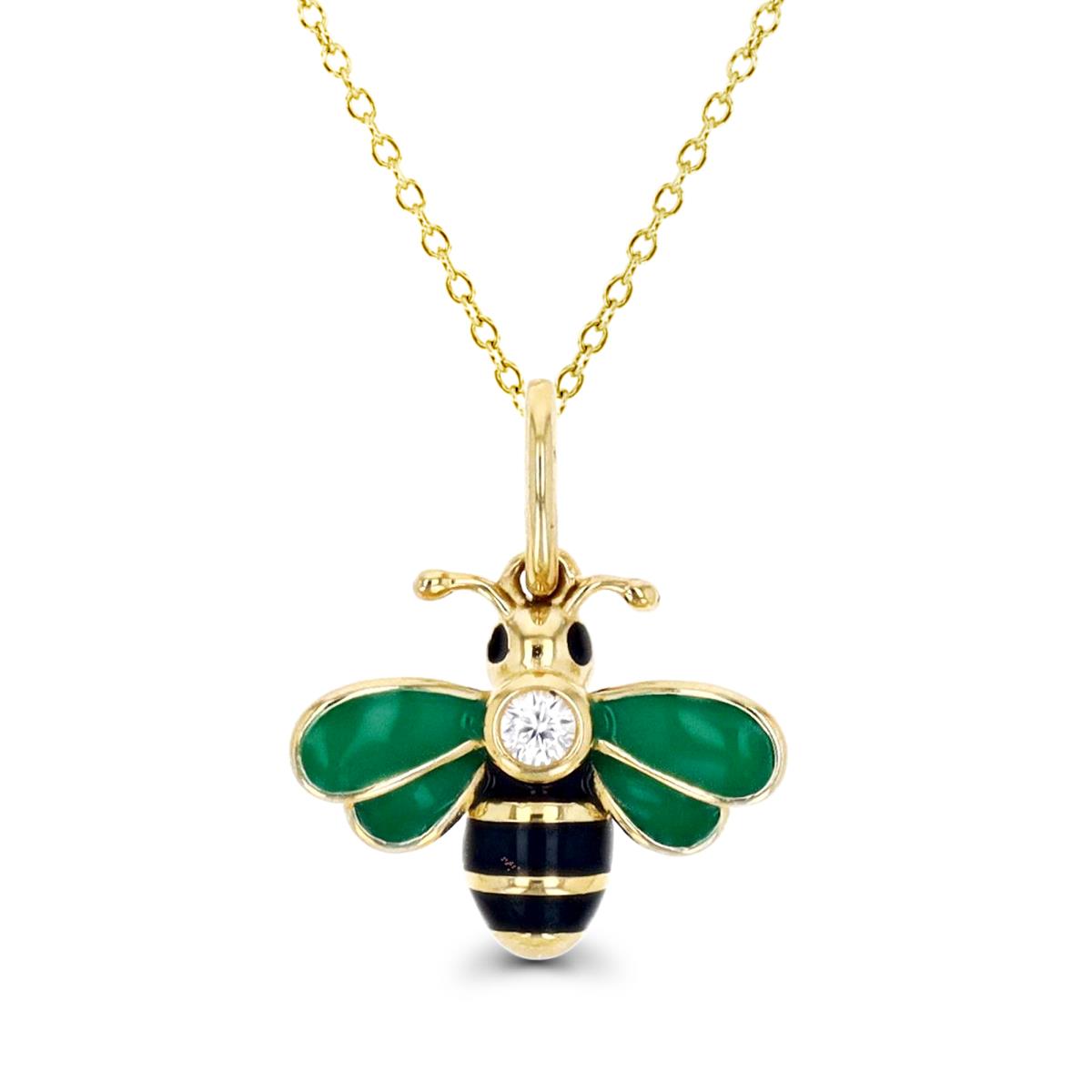 Sterling Silver Yellow Enamel Bee 18" Necklace