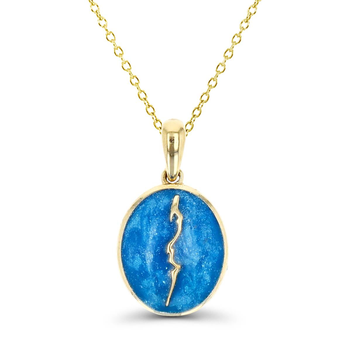  Sterling Silver Yellow Blue Enamel Thunder 18" Necklace