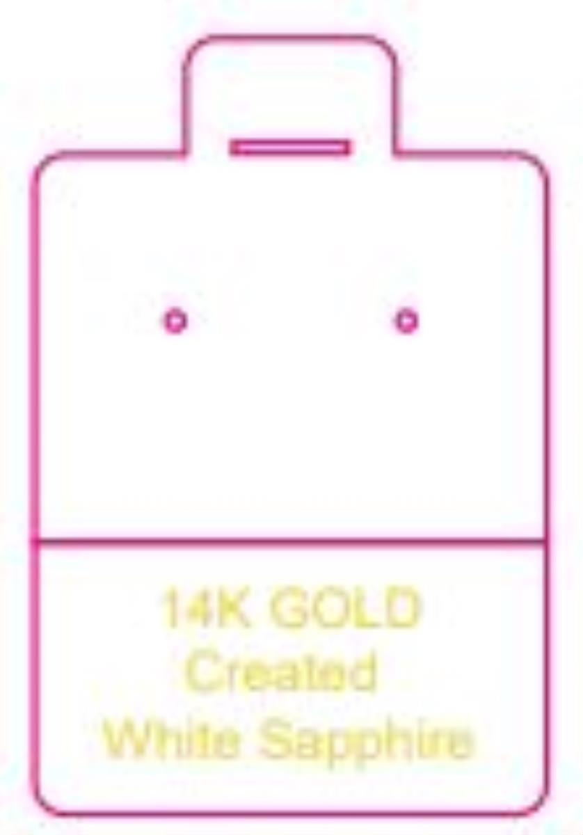 14K Created White Sapphire 44x29mm Puff Pad