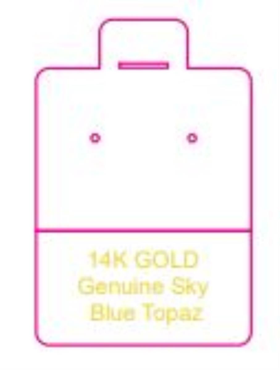14K Genuine Sky Blue Topaz 44x29mm Puff Pad