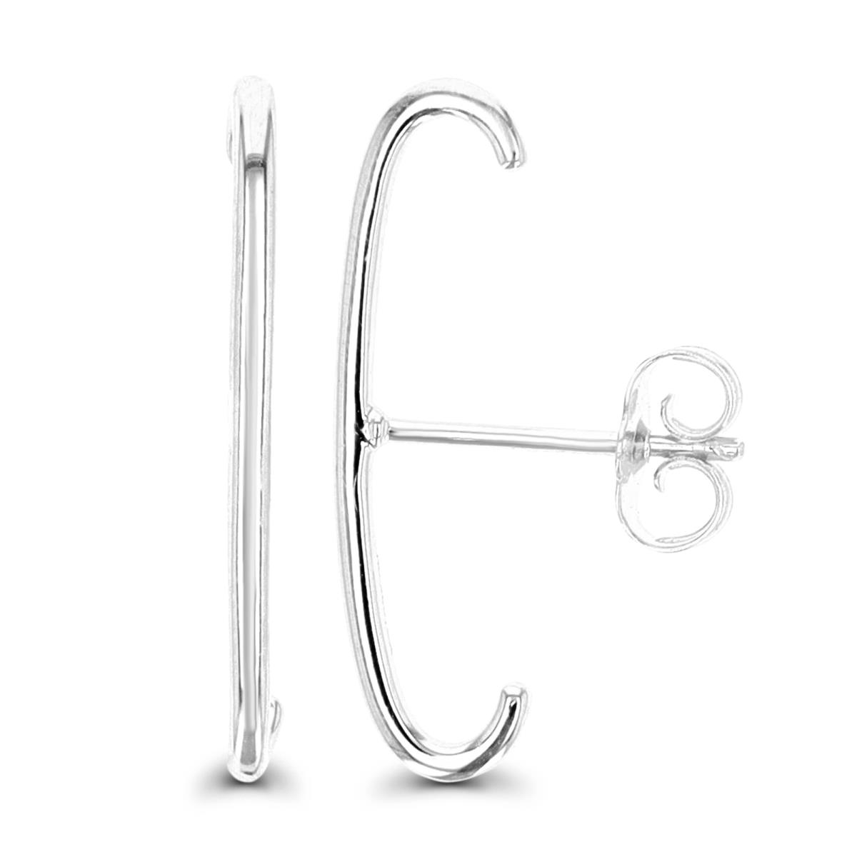 Sterling Silver Rhodium 22.8X1.5MM Stud Polished Earring