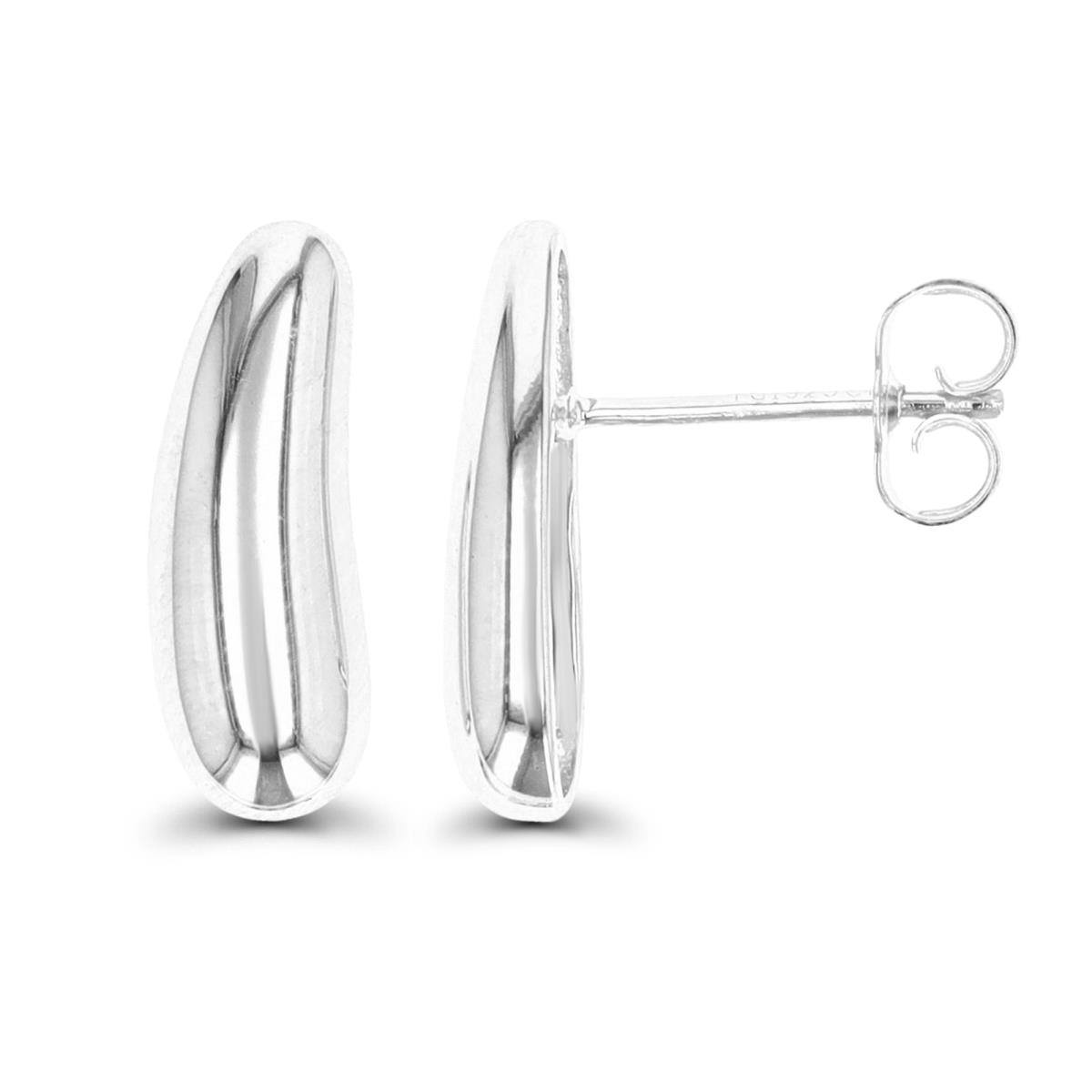 Sterling Silver Rhodium 16x6mm Polished Stud Earring