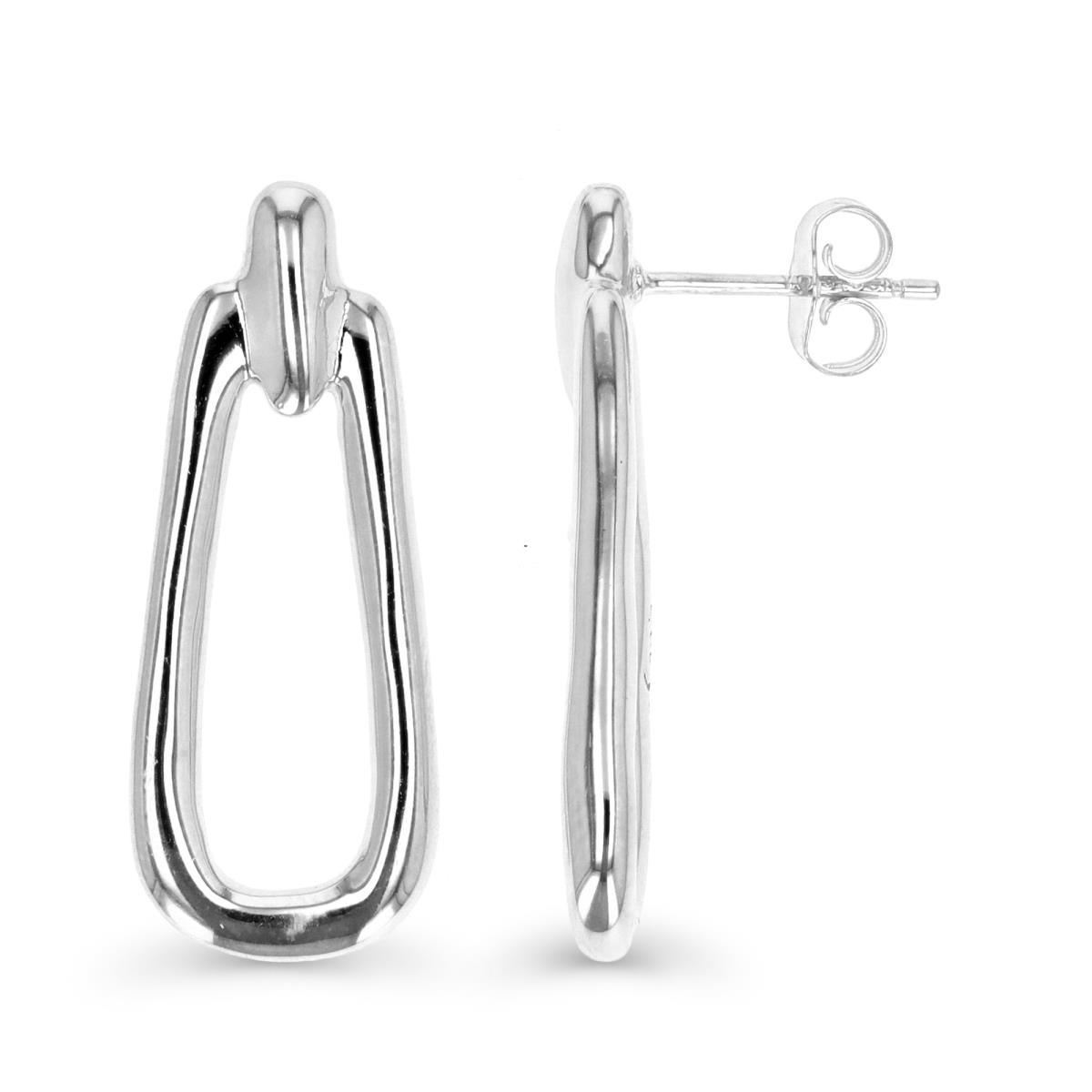 Sterling Silver Rhodium 30X1.5 Dangling Polished Earring