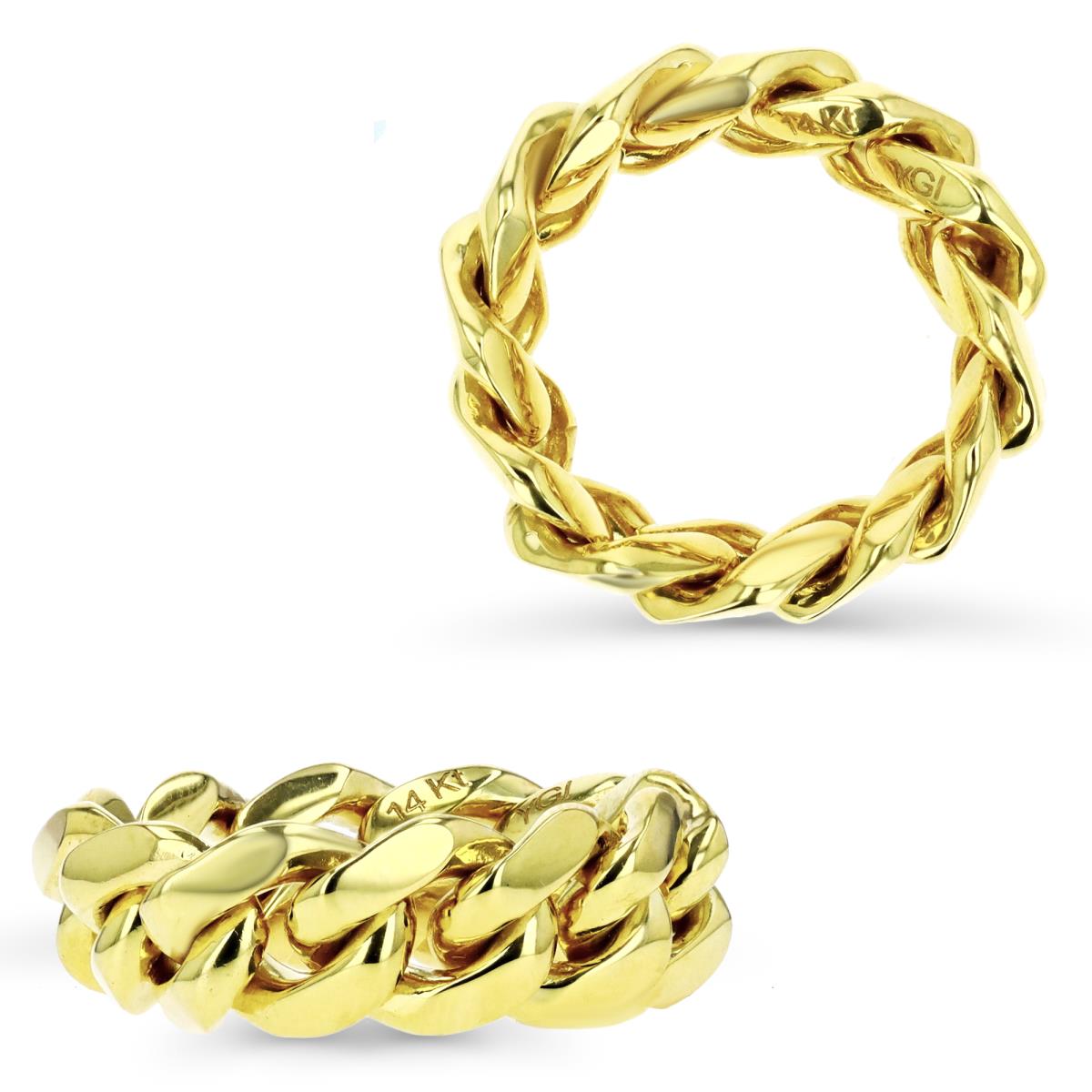 14K Gold Yellow 8.7MM Bold Flexible Miami Cuban Chain Ring