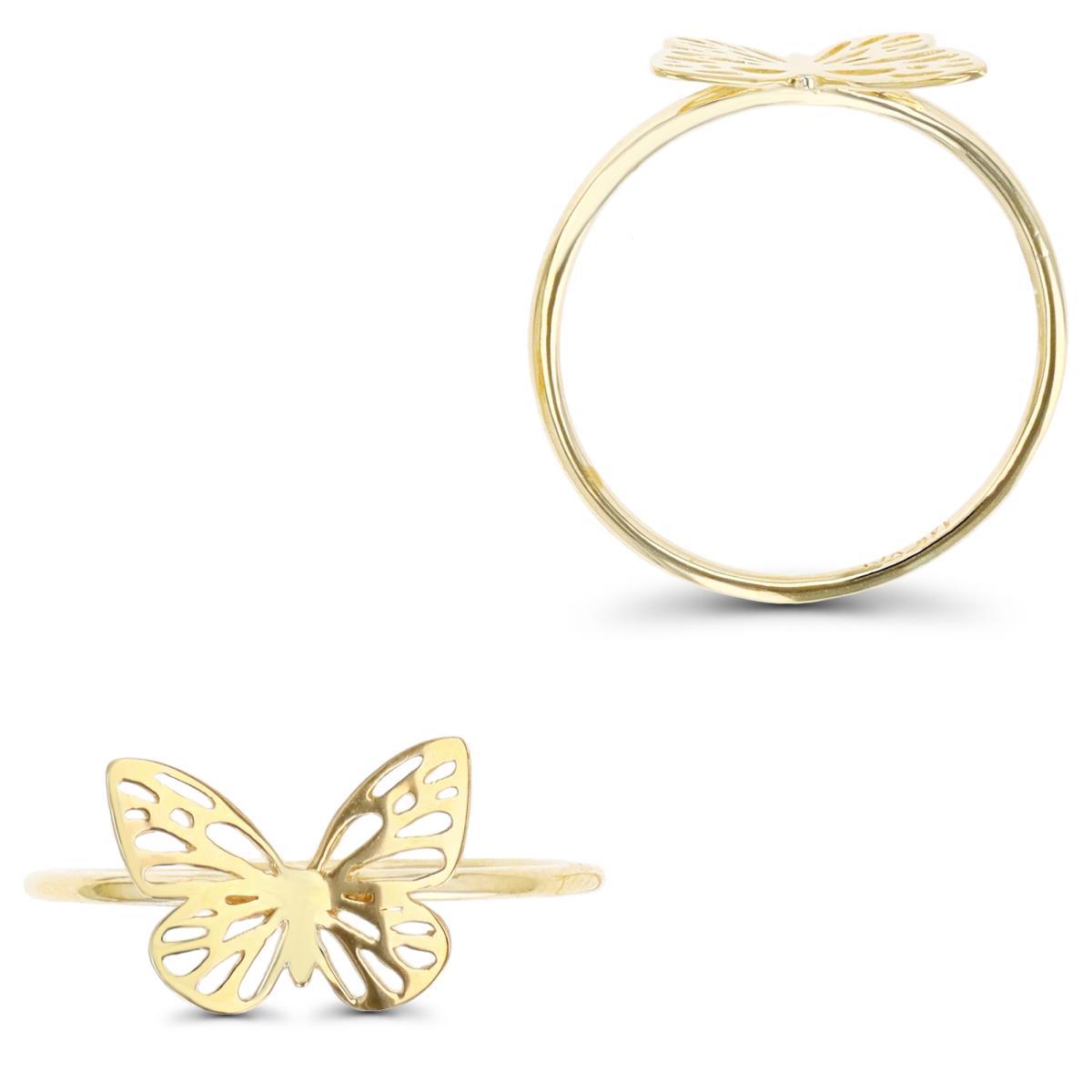 14K Yellow Gold Butterfly Fashion Ring