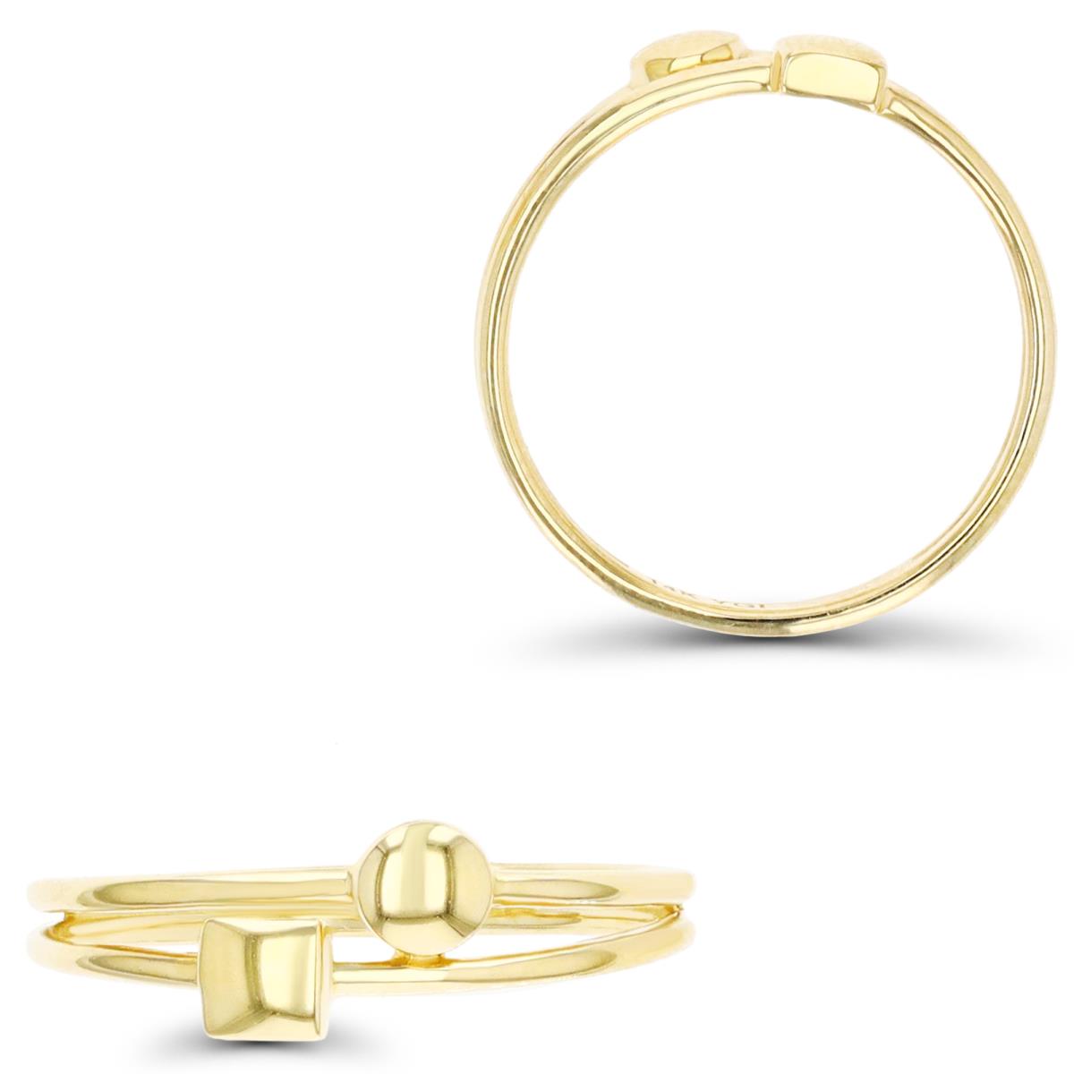 10K Yellow Gold Polished Sq & Rd Fashion Ring