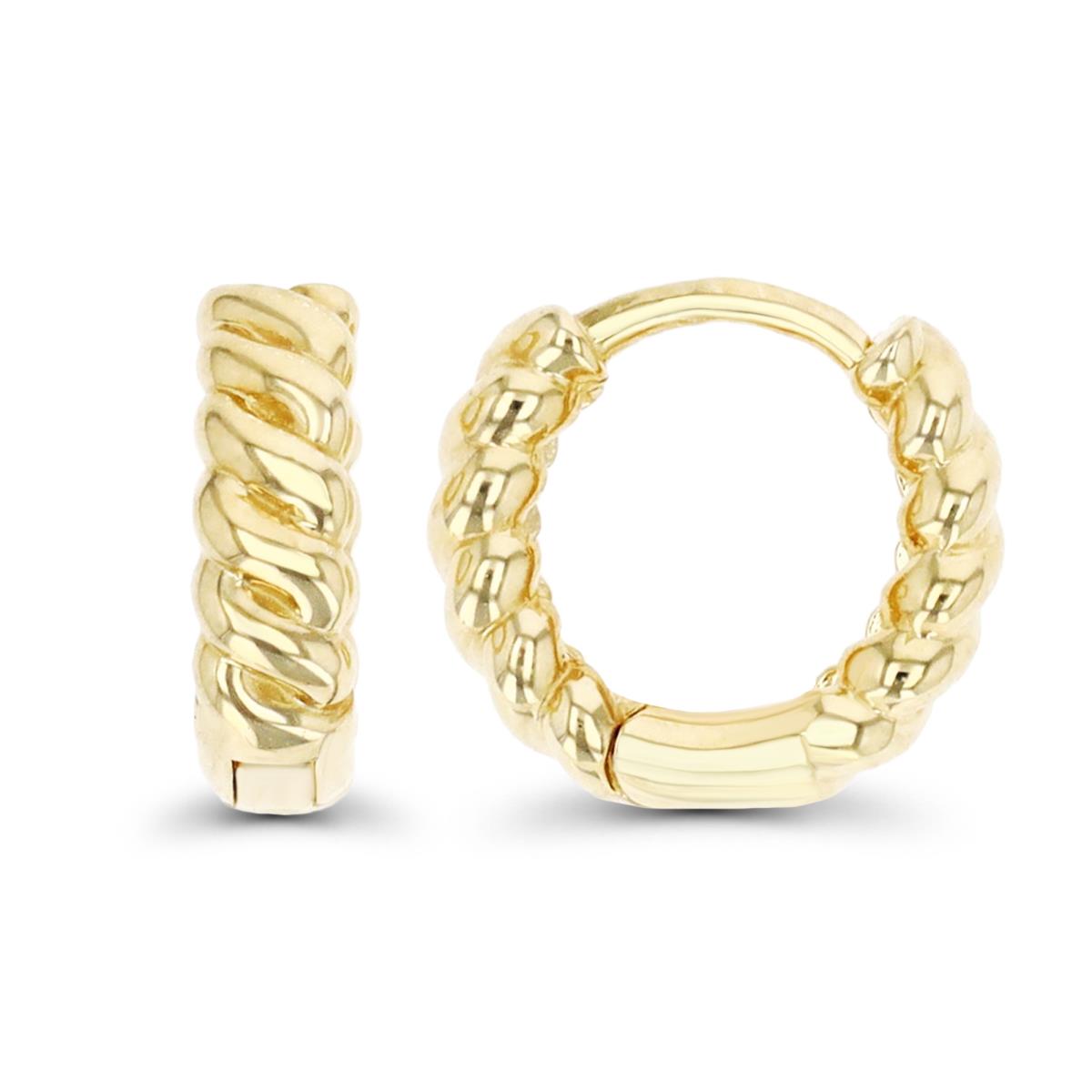 10K Yellow Gold 12x4mm Twist Huggie Earring