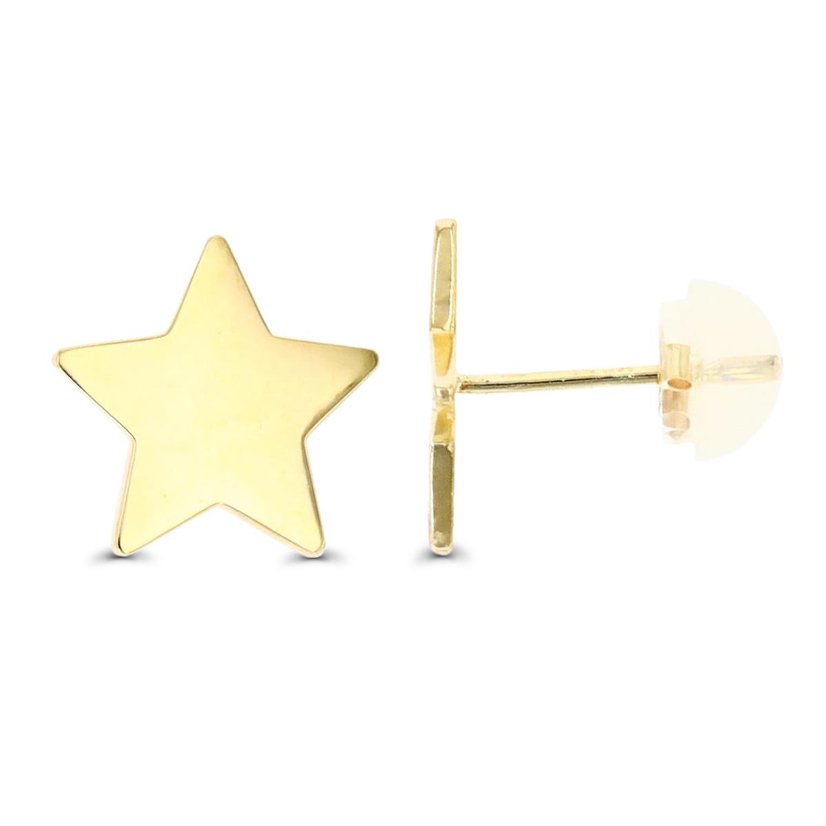 10K Yellow Gold Star Stud Earring with Silicone Back