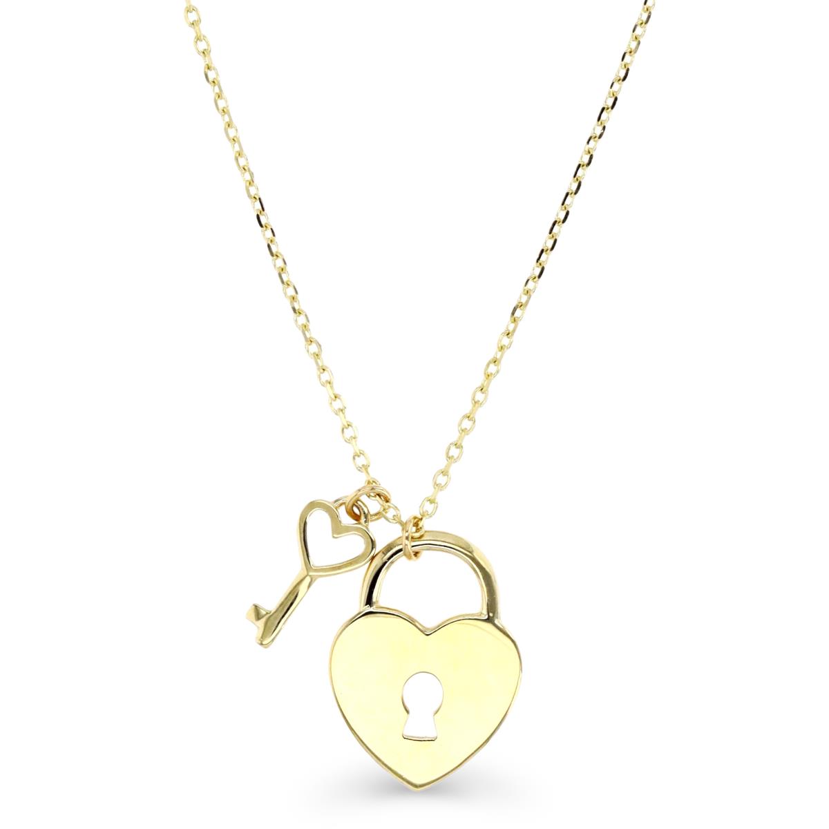 10K Yellow Gold Heart Locket/Key 16"+2" Necklace