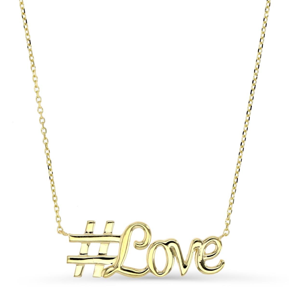 10K Yellow Gold "#Love" 16"+2" Necklace