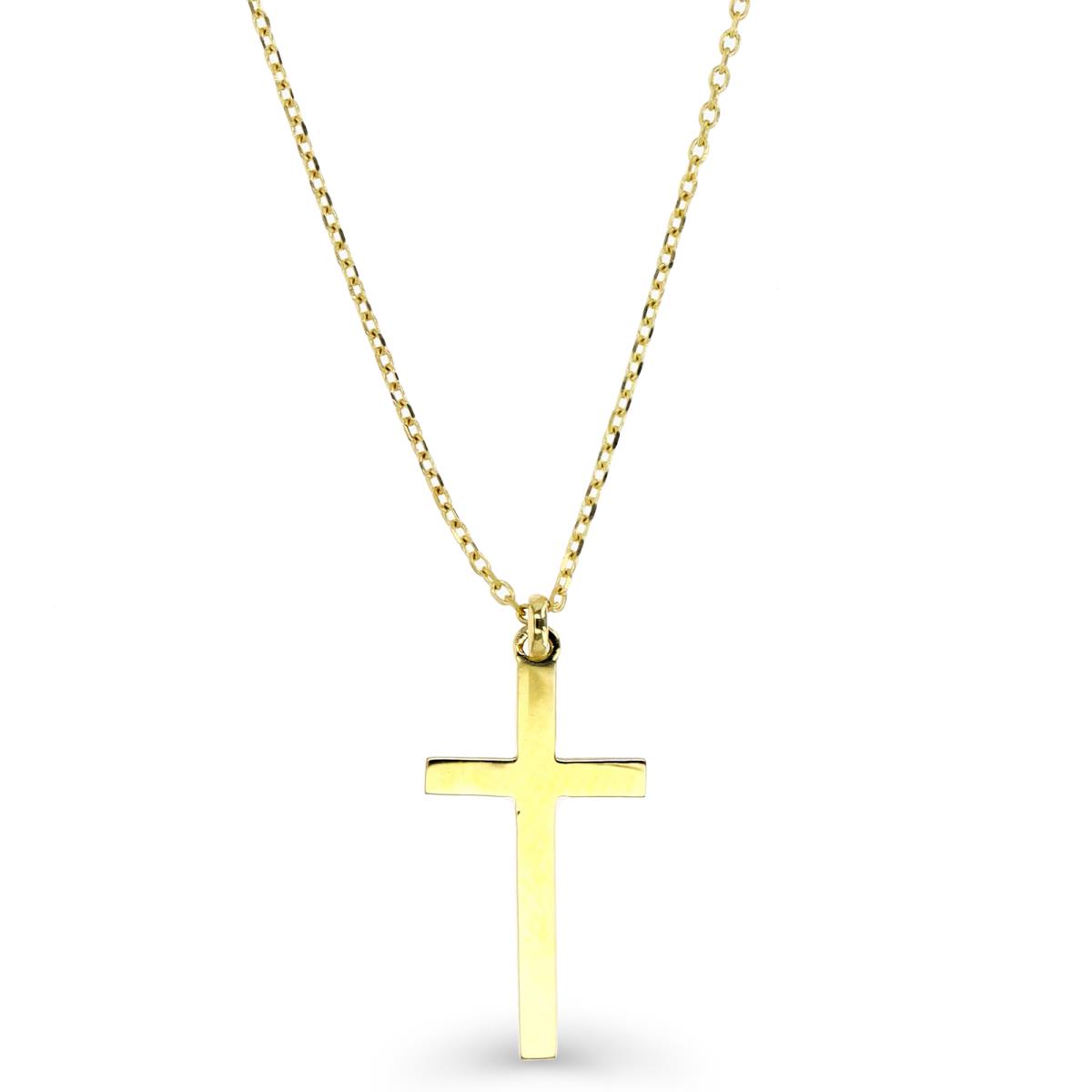 14K Yellow Gold Cross 16"+2" Necklace