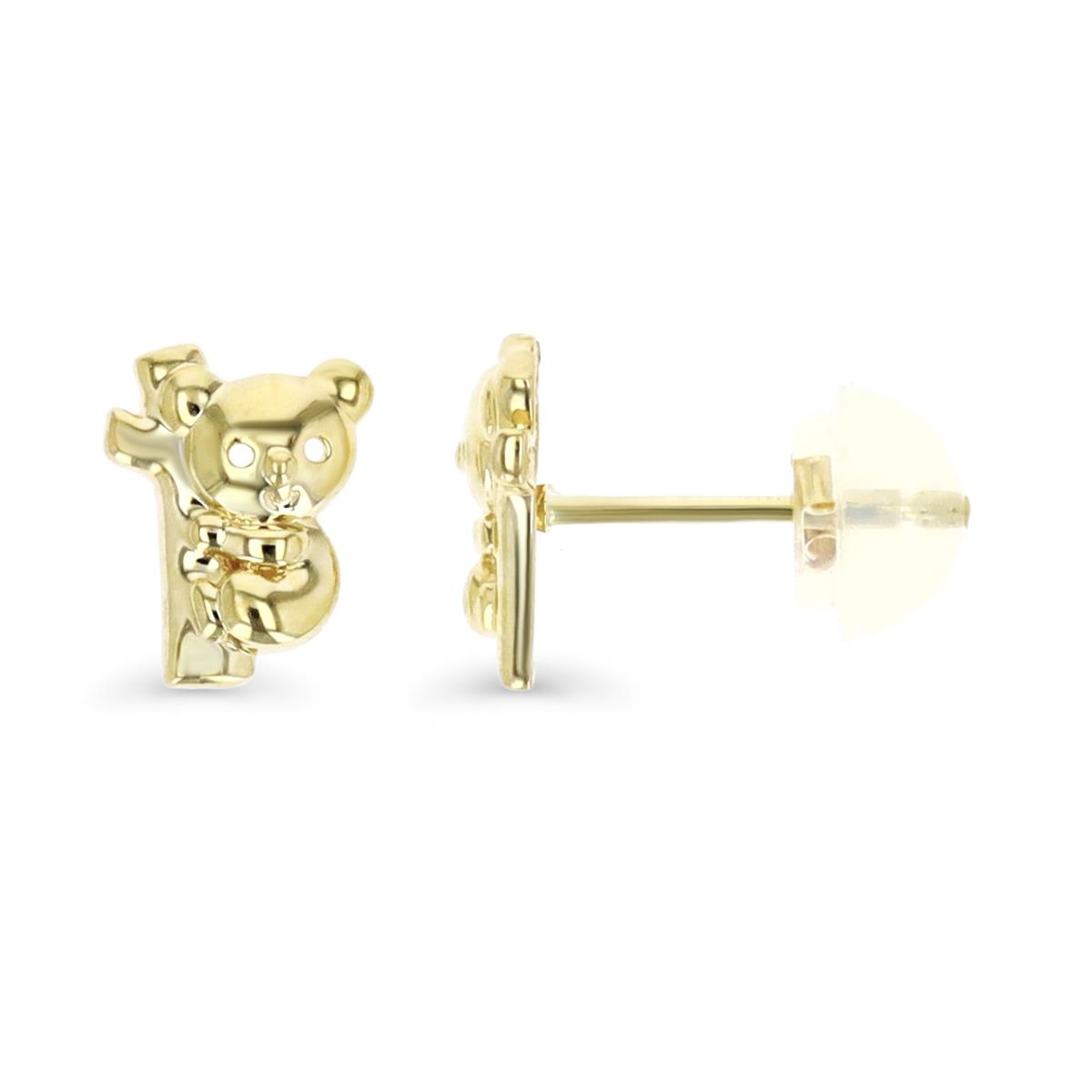 14K Yellow Gold Koala Stud Earring with Silicone Back