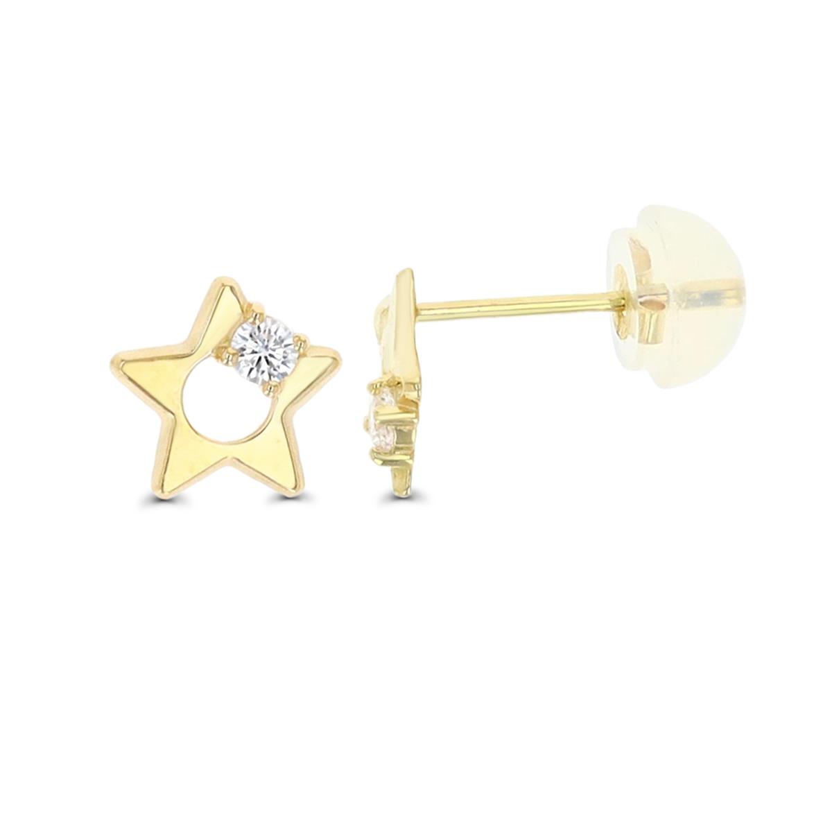 14K Yellow Gold Star Stud Earring with Silicone Back