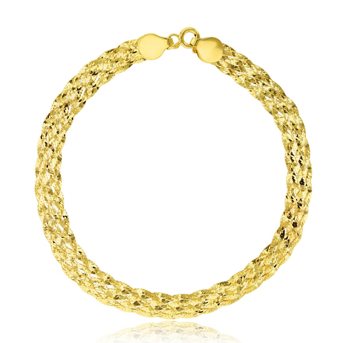 10K Yellow Gold 5.60mm Diamond Cut Braided 7" Weave Bracelet