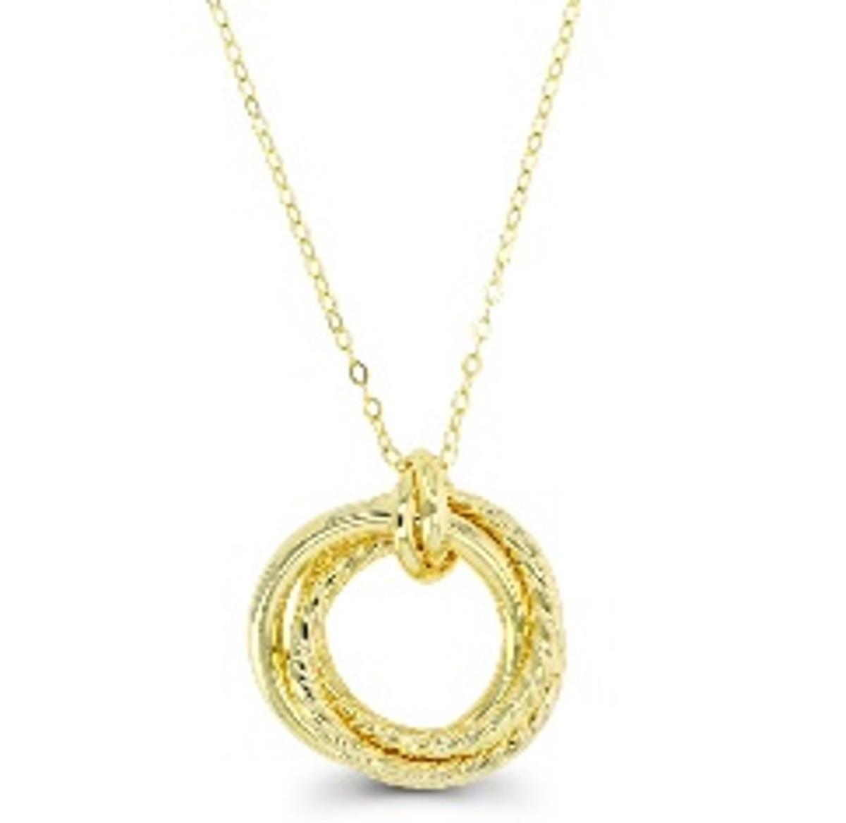 18K Yellow Gold Rope Hoop 16"+2" Necklace