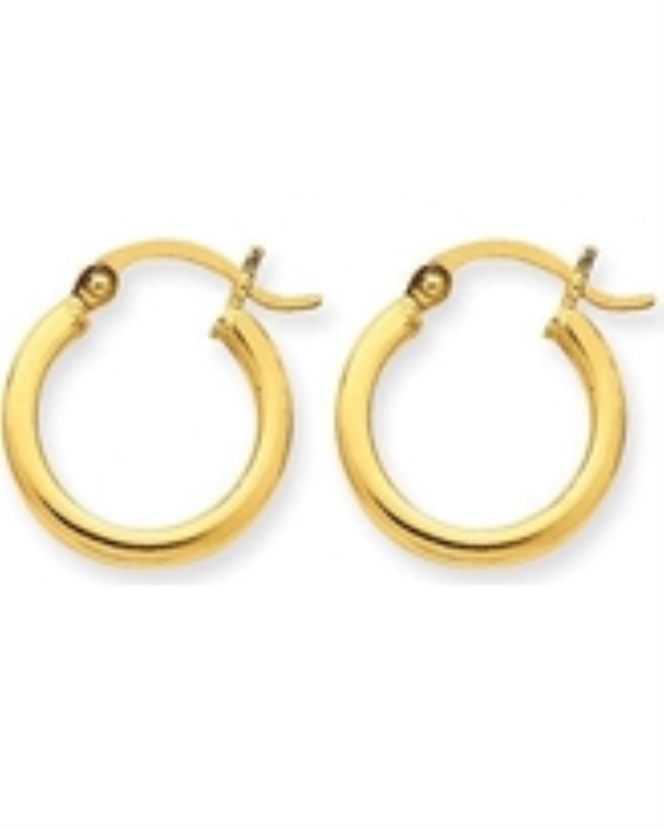 10K Yellow Gold 2X15MM Superlight Hoop Earring