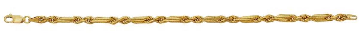 10K YellowGold High Polished and Textured 7.5" Figaro Rope Bracelet