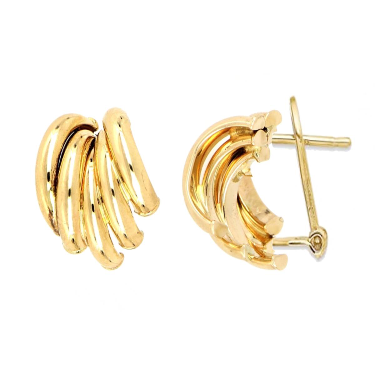 18K Yellow Gold Layered Omega Earring