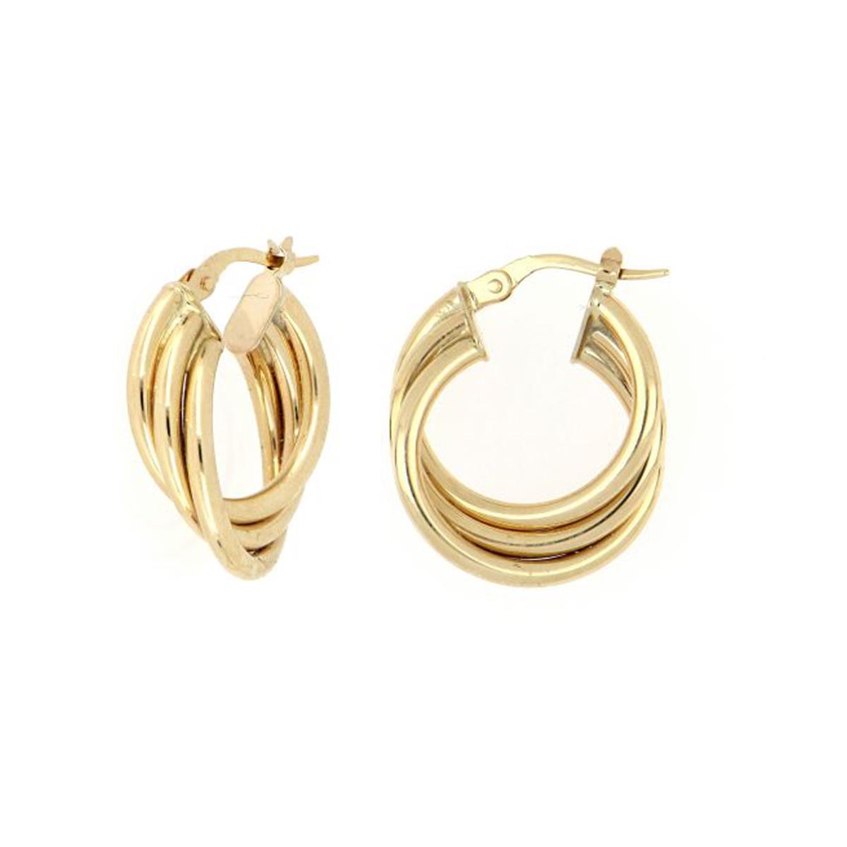 18K Yellow Gold 15X2.5mm Twisted  Hoop Earring