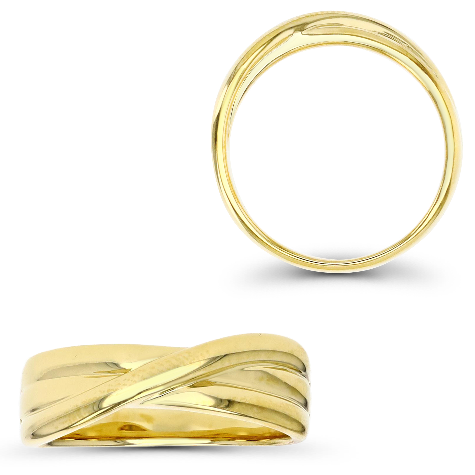 14K Yellow Gold 8MM Polished Twisted Band Ring