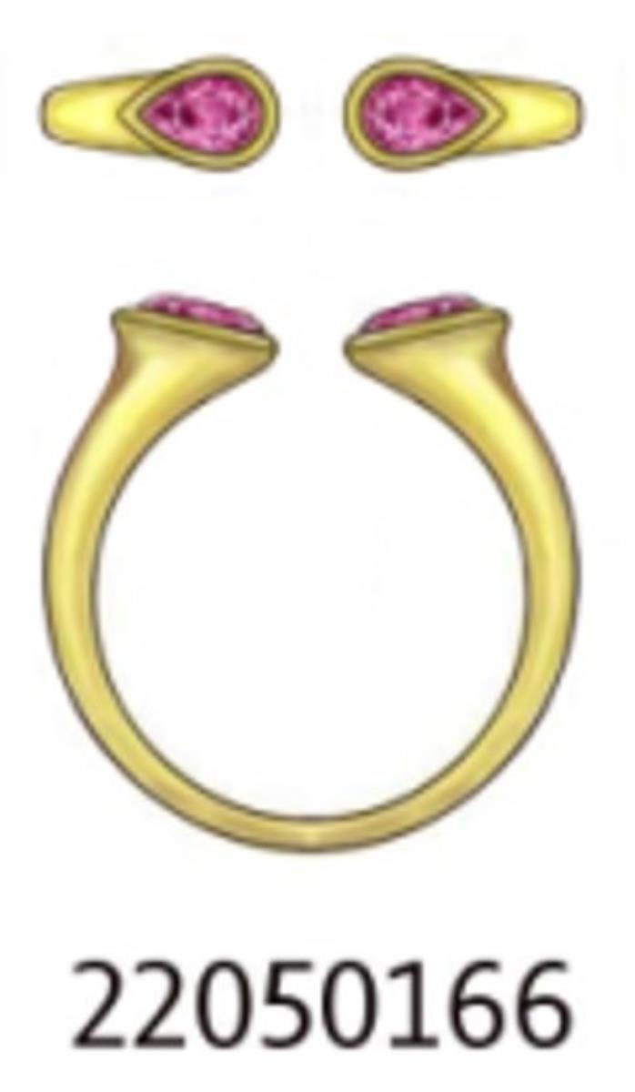 14K Yellow Gold Two Stone Pink Sapphire Pear 5x3m Open Ring