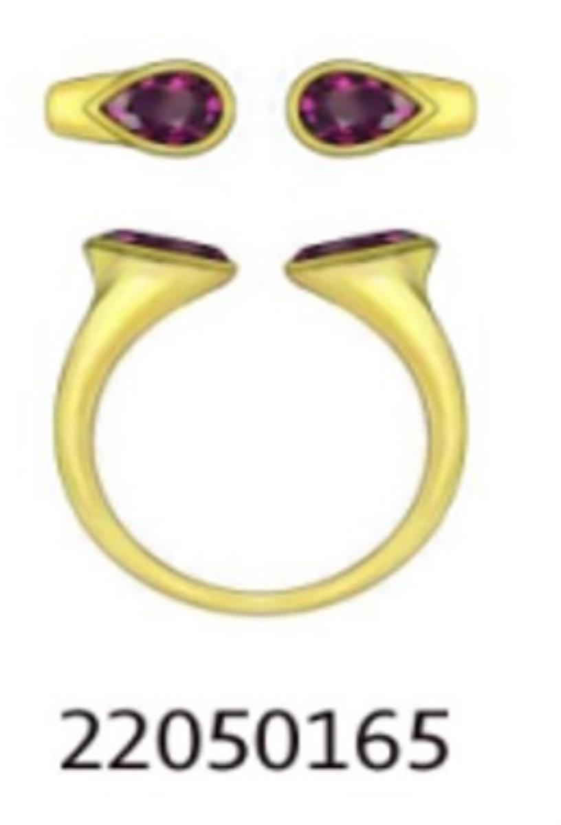 14K Yellow Gold Rhodolite 6x4mm Oval Open 2 Stone Polished Ring