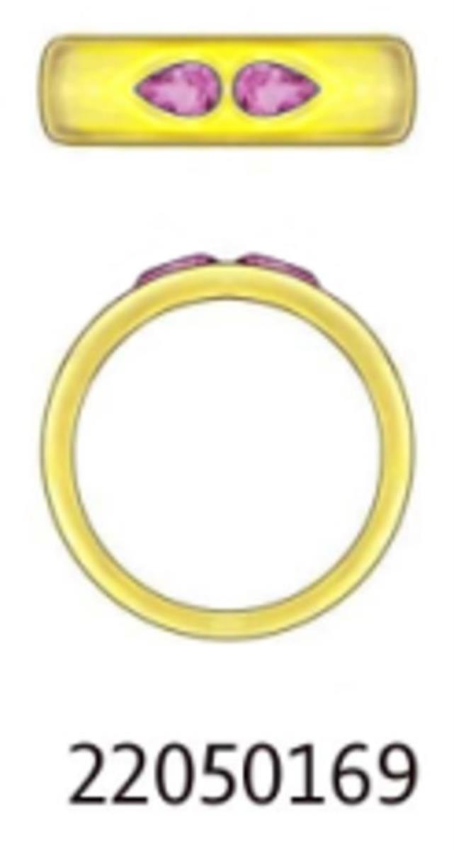 14K Yellow Gold 6MM Polished Pear Pink Sapphire Band Ring