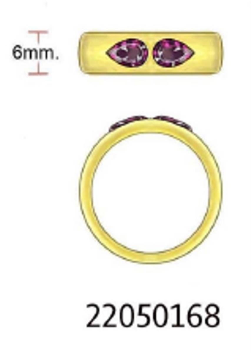 18K Yellow Gold Pear Shape Rhodolite Band Ring